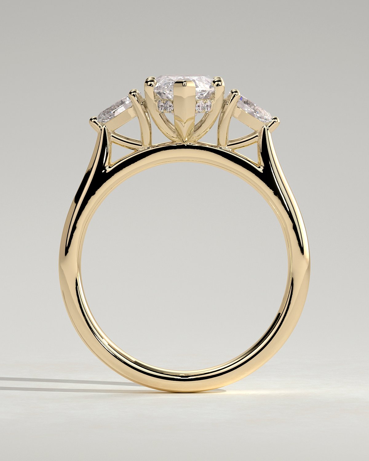 Hannah  Marquise Trilogy with Hidden Halo - 18k Yellow Gold