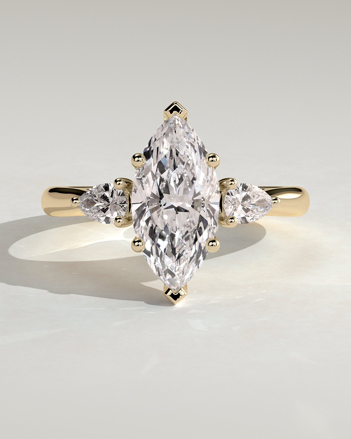 Hannah  Marquise Trilogy with Hidden Halo - 18k Yellow Gold