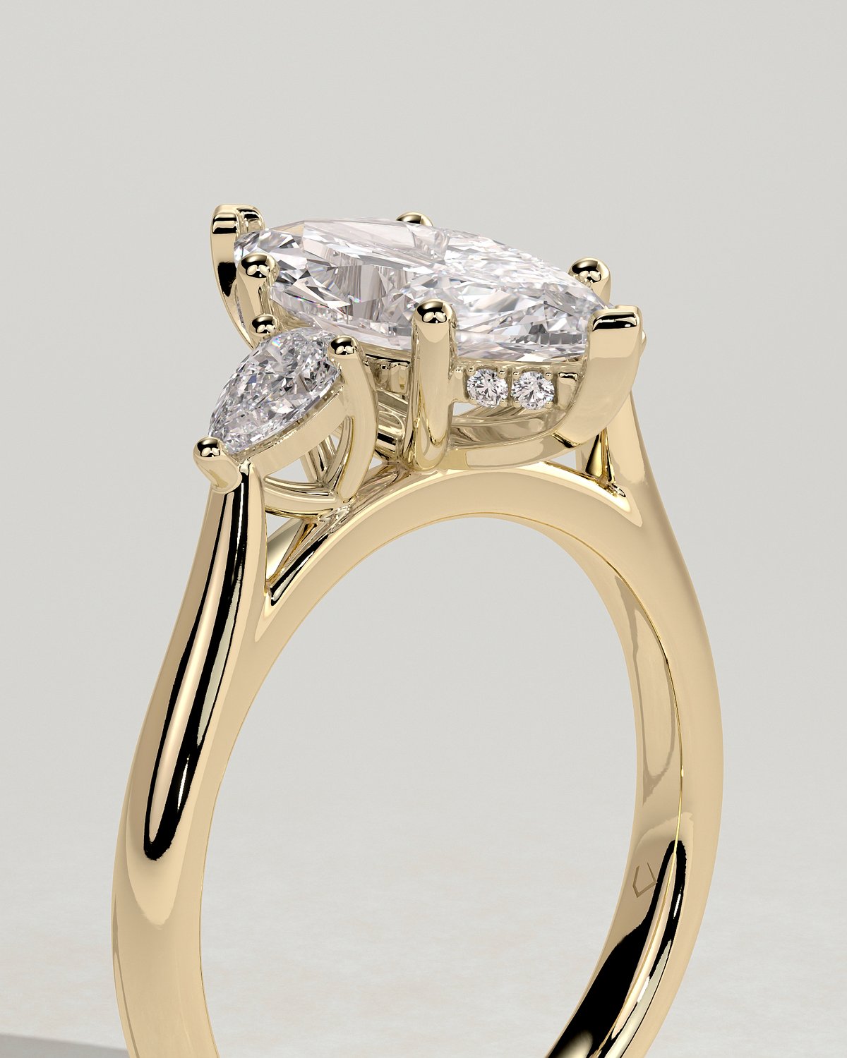 Hannah  Marquise Trilogy with Hidden Halo - 18k Yellow Gold