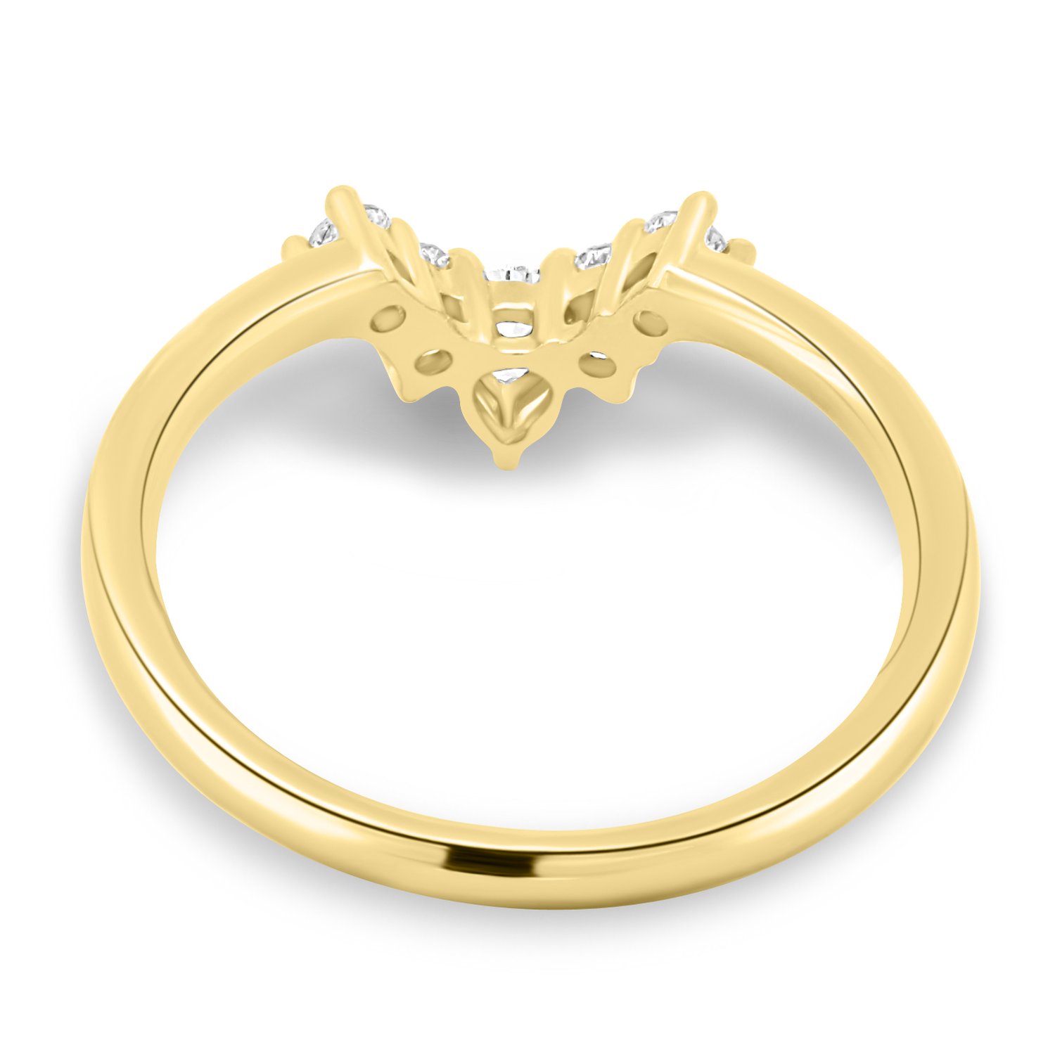 Harper   Accent Stones Curved Wedding Ring - 18k Yellow Gold