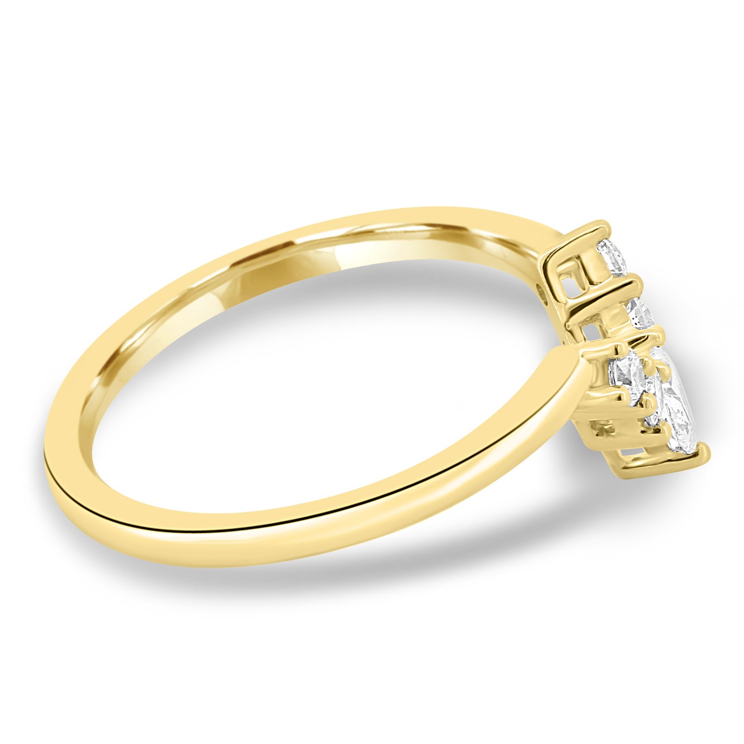 Harper   Accent Stones Curved Wedding Ring - 18k Yellow Gold