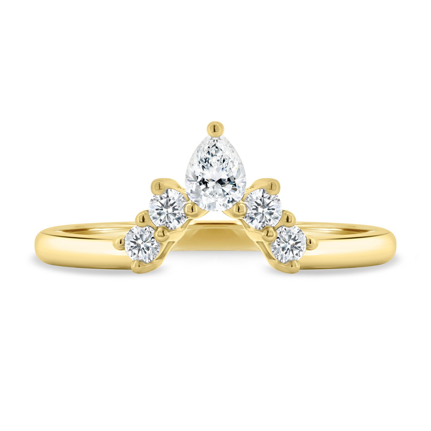 Harper   Accent Stones Curved Wedding Ring - 18k Yellow Gold