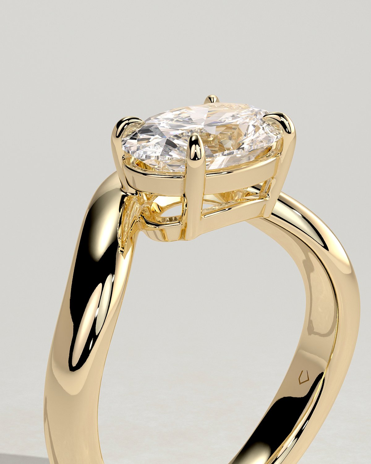 Hayley - Oval Solitaire with Twist Band - 18k Yellow Gold