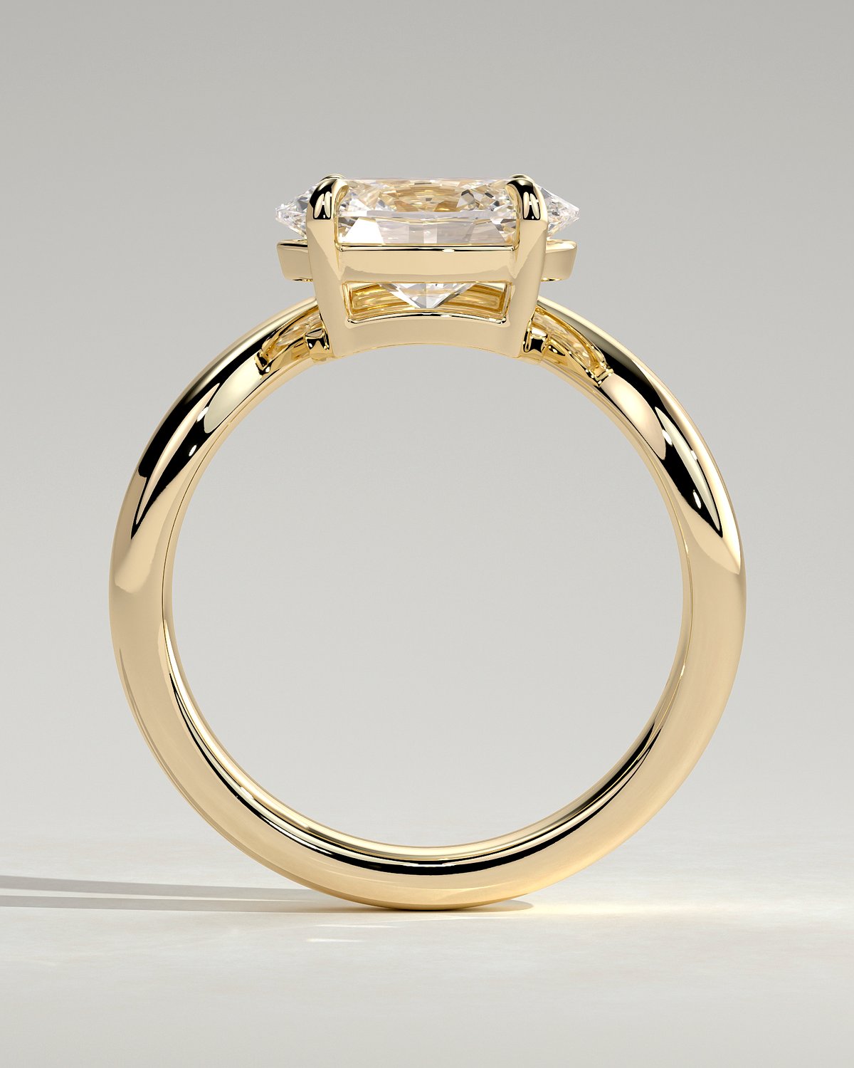 Hayley - Oval Solitaire with Twist Band - 18k Yellow Gold