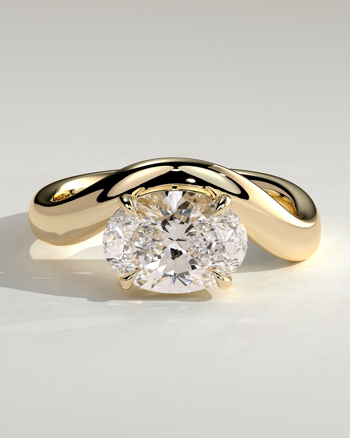 Hayley - Oval Solitaire with Twist Band - 18k Yellow Gold