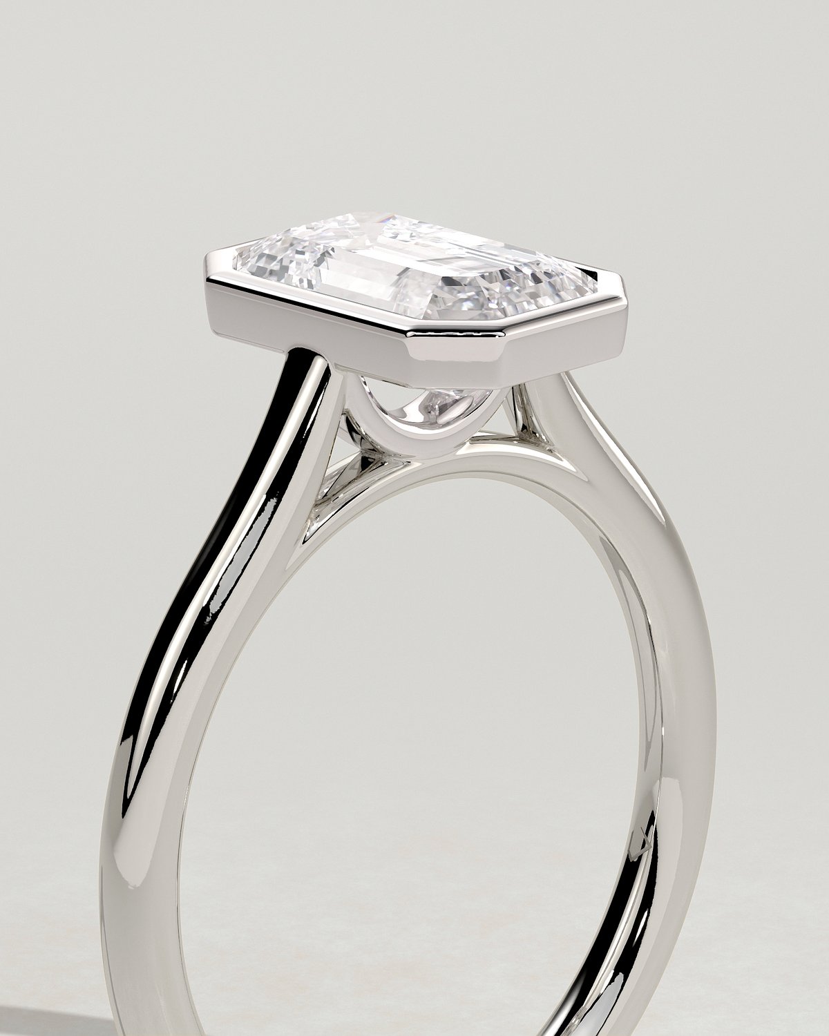 Imani - Bezel Set Emerald Solitaire - 18k White Gold