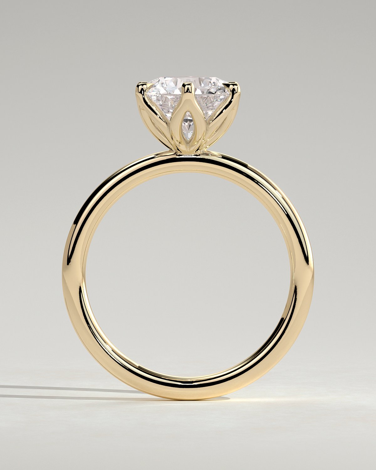 Iris  6 Claw Round Solitaire - 18k Yellow Gold