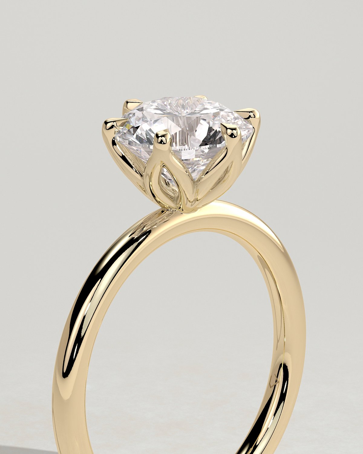 Iris  6 Claw Round Solitaire - 18k Yellow Gold