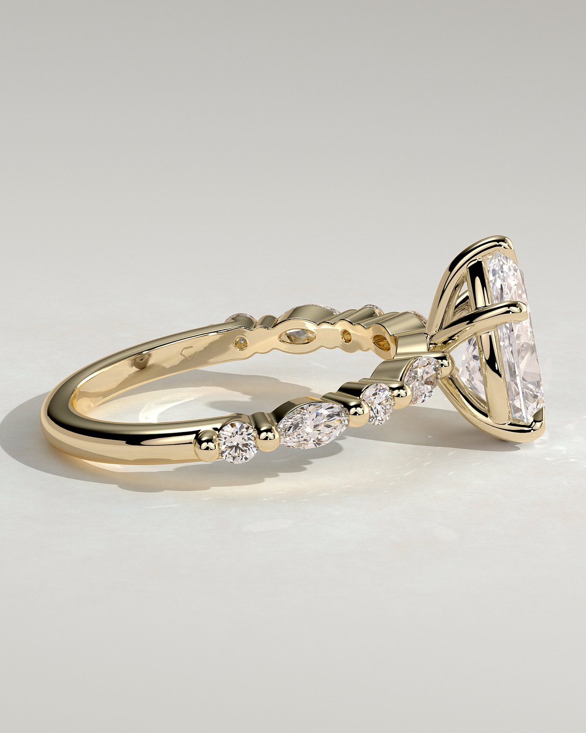 Jacinta - Pear Solitaire with Accent Band - 18k Yellow Gold