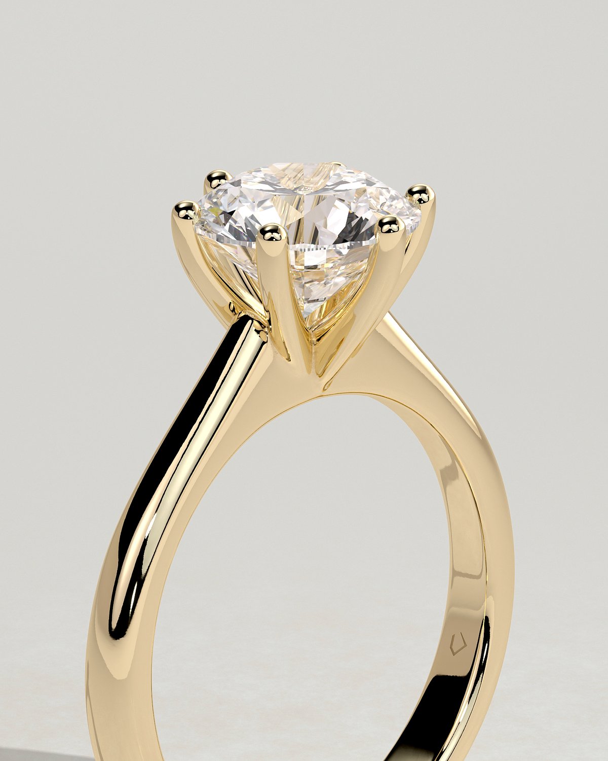 Jacqueline  6 Claw Round Solitaire - 18k Yellow Gold