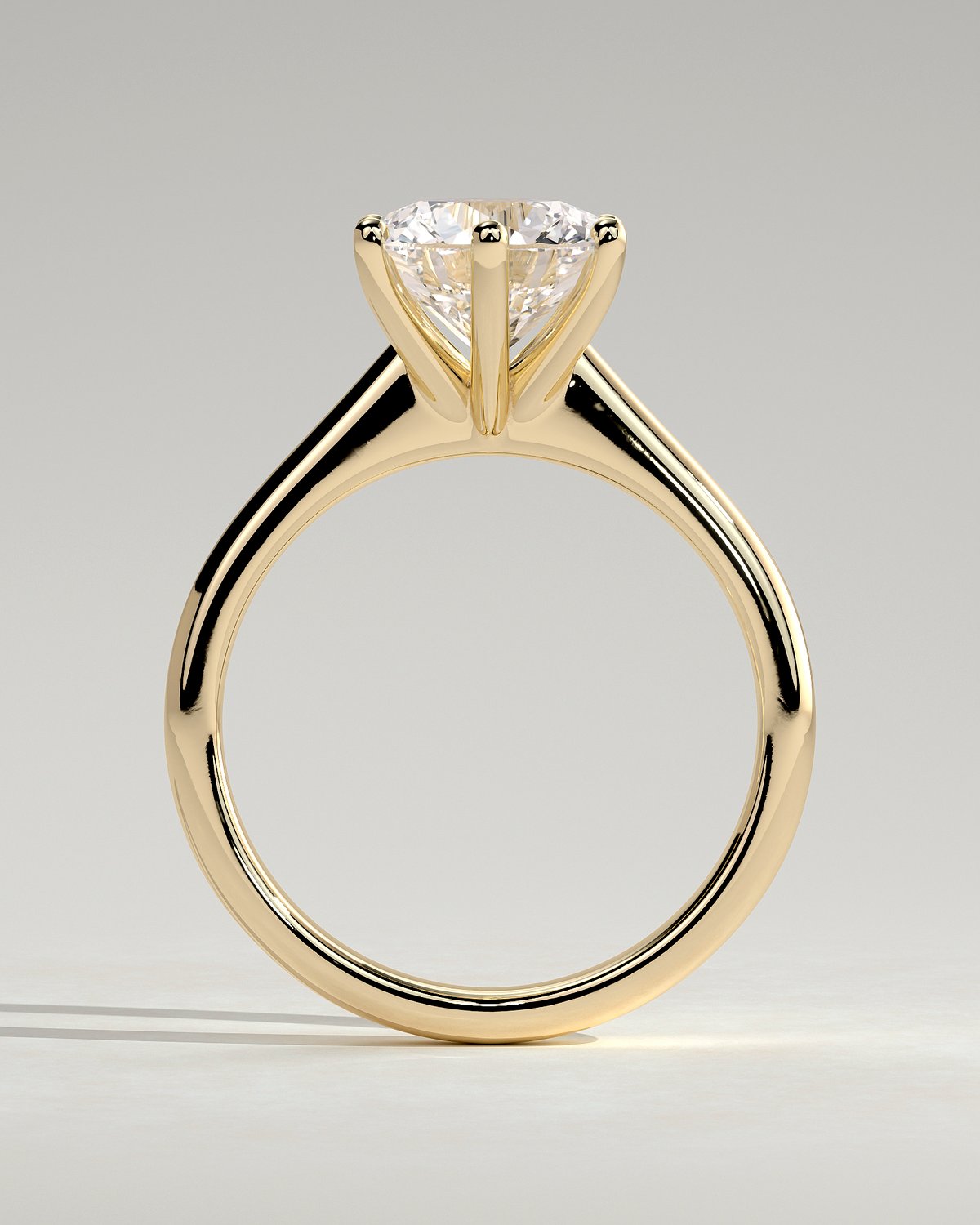 Jacqueline  6 Claw Round Solitaire - 18k Yellow Gold