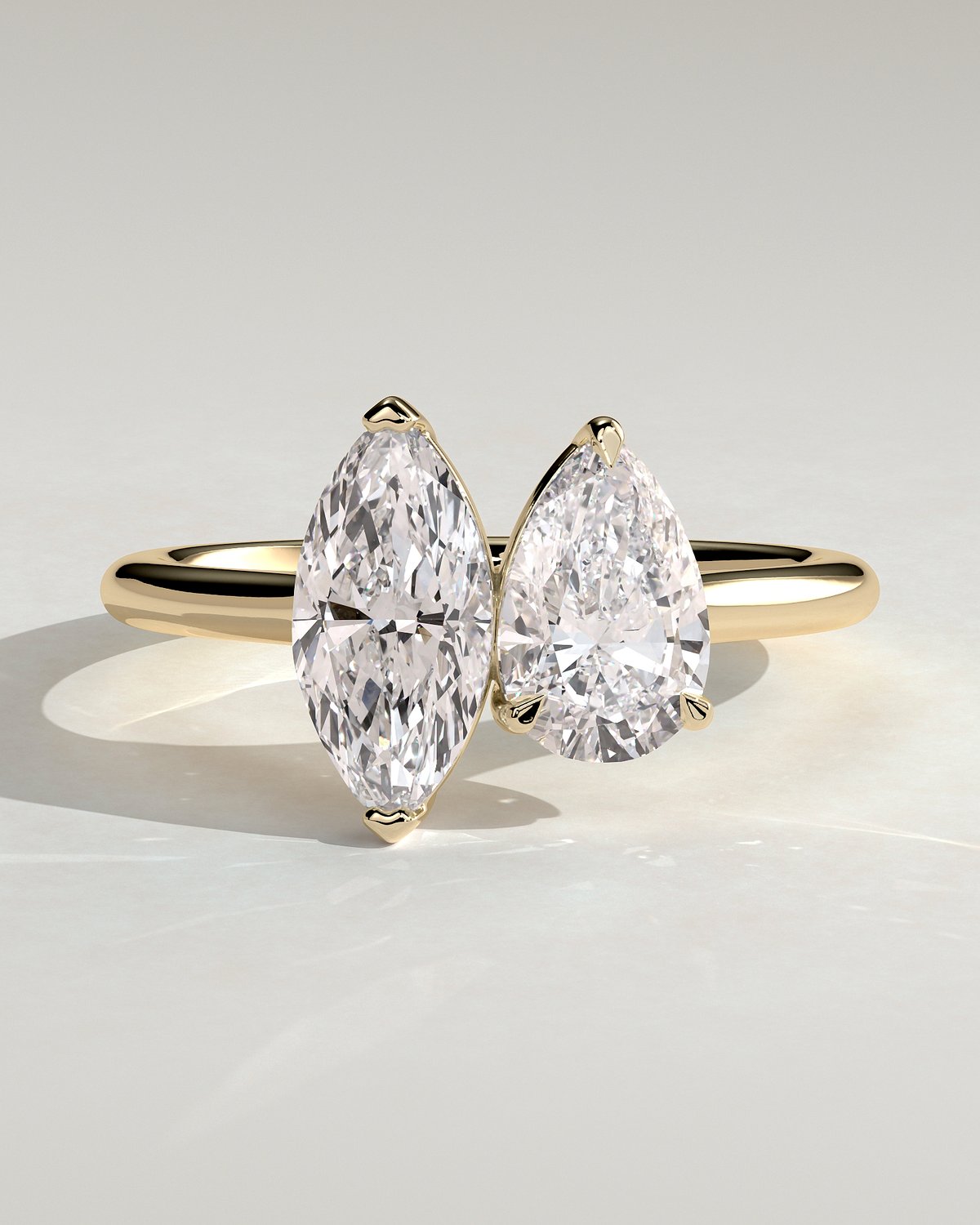 Jana - Double Setting Pear and Marquise Solitaires - 18k Yellow Gold