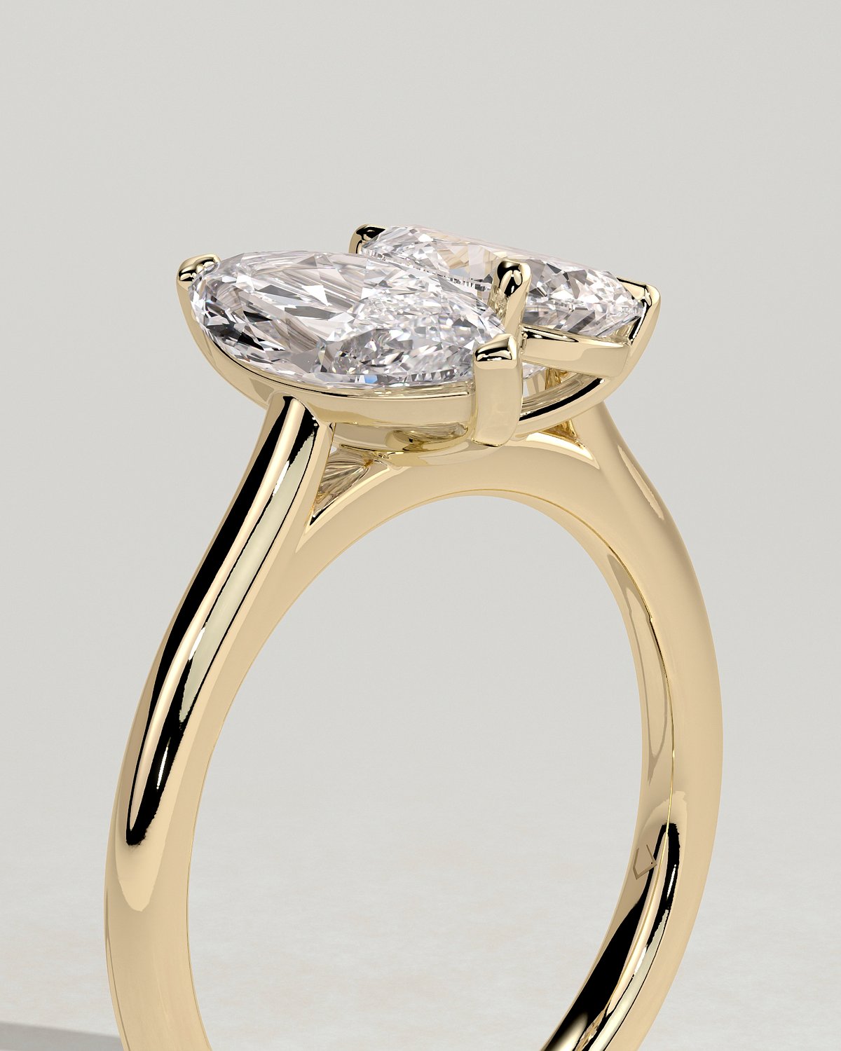 Jana - Double Setting Pear and Marquise Solitaires - 18k Yellow Gold