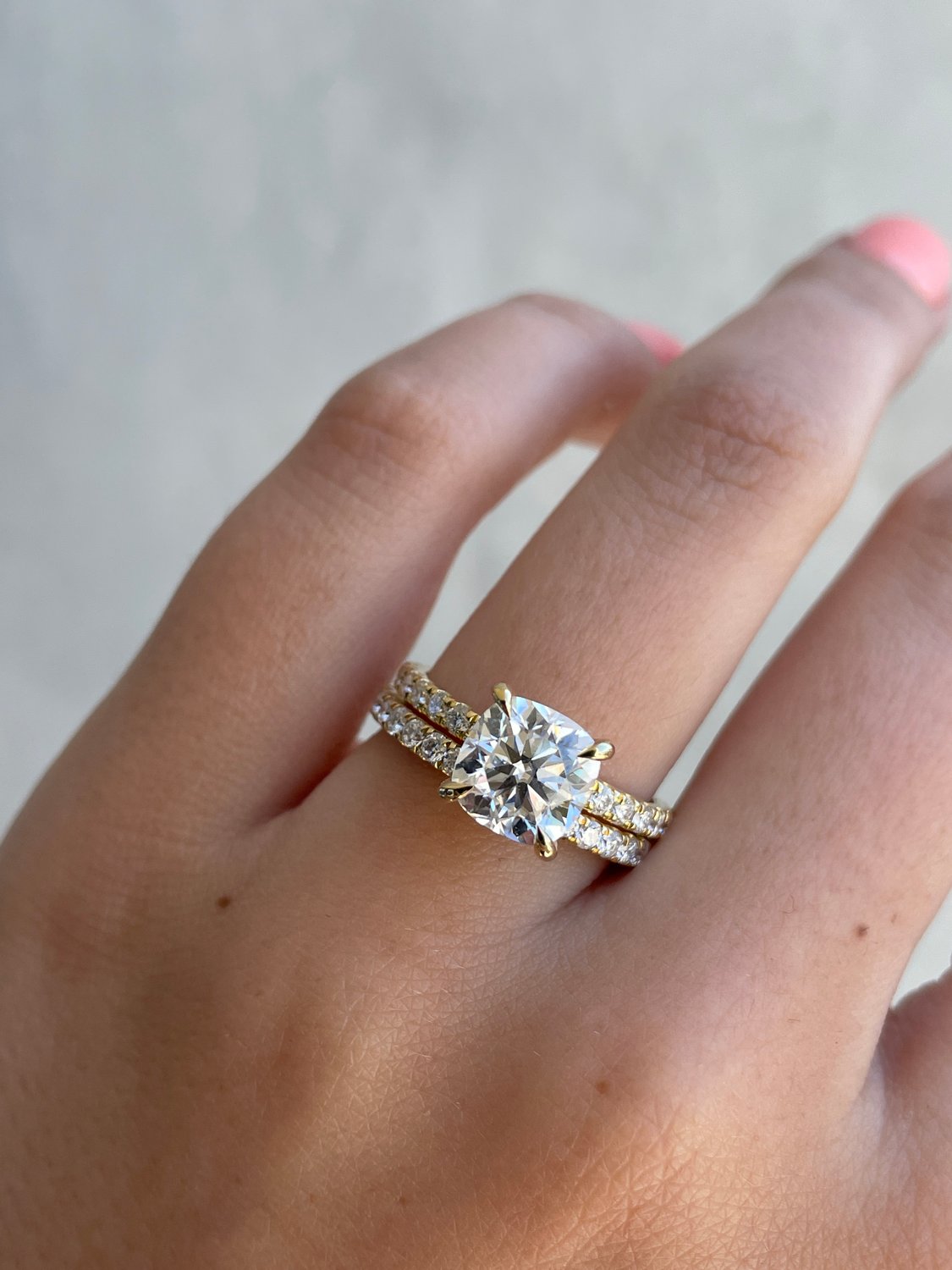 Joanna  Two Third Pave Wedding Ring Lifestyle Image