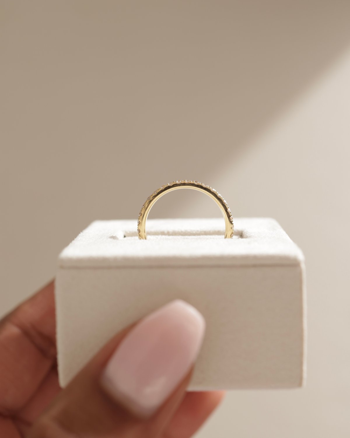 Joanna  Two Third Pave Wedding Ring Lifestyle Image