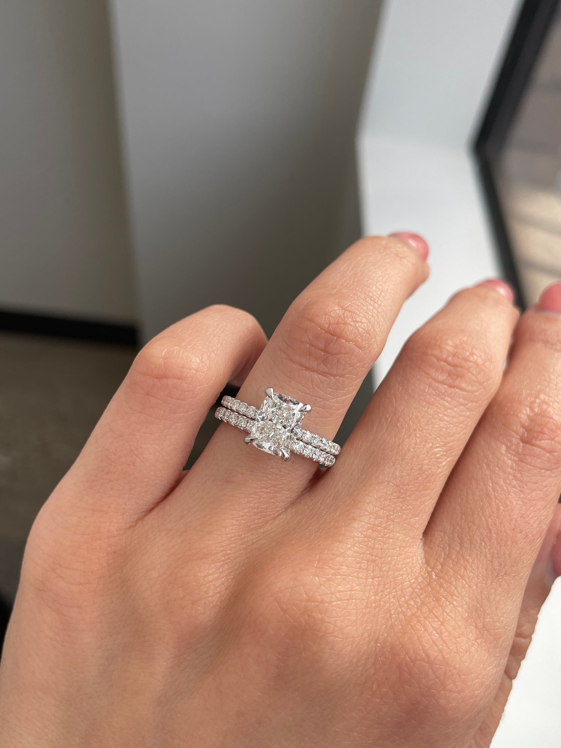 Kaitlyn  Half Pave Wedding Ring Lifestyle Image