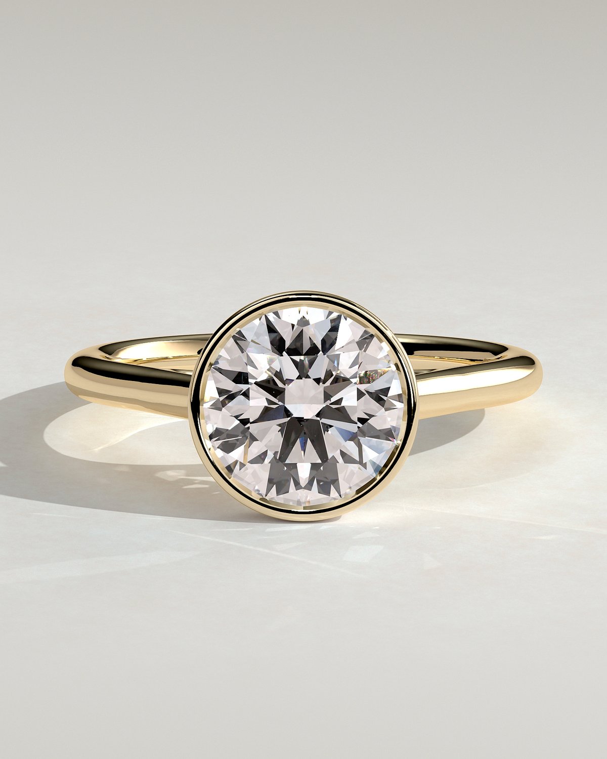 Kaylah  Bezel Set Round Solitaire - 18k Yellow Gold