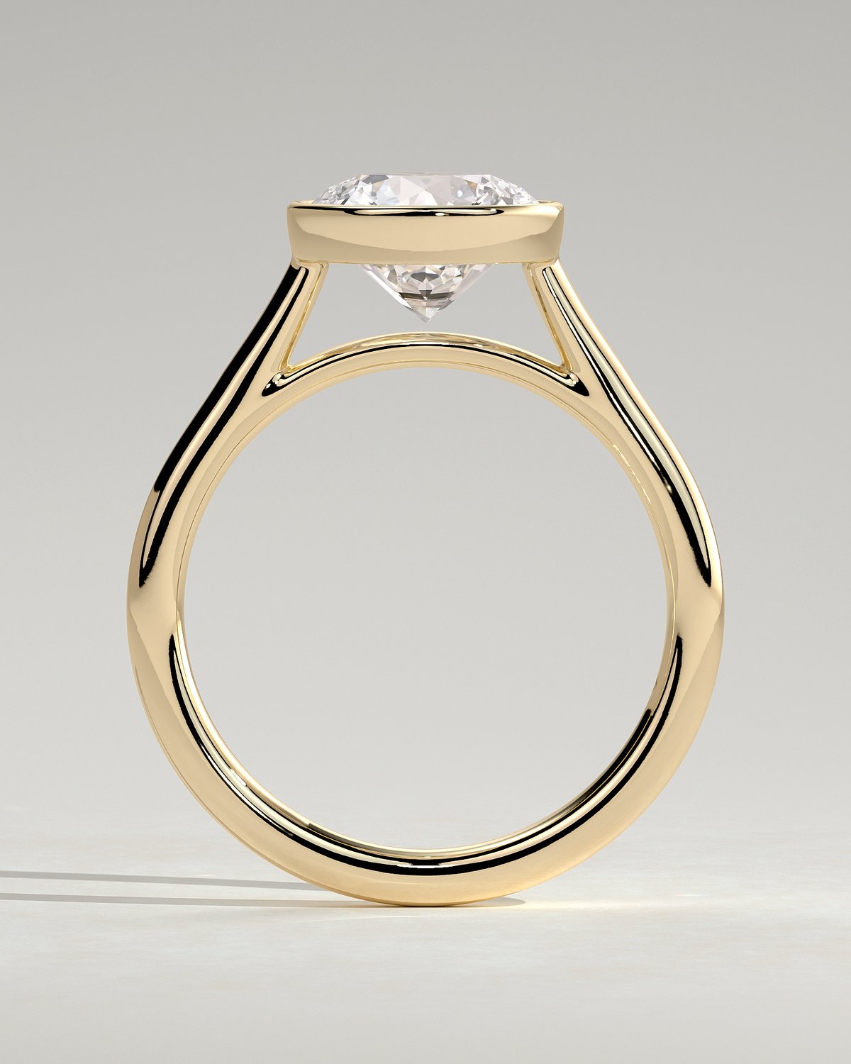 Kaylah  Bezel Set Round Solitaire - 18k Yellow Gold