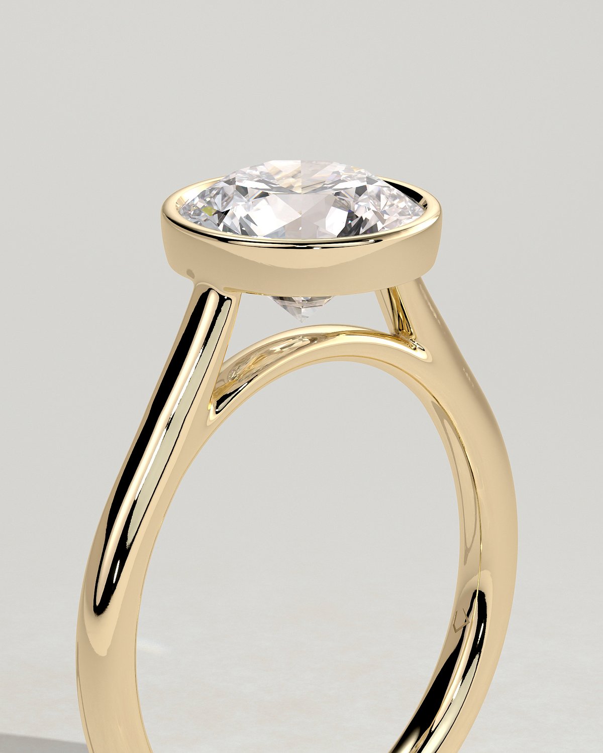 Kaylah  Bezel Set Round Solitaire - 18k Yellow Gold
