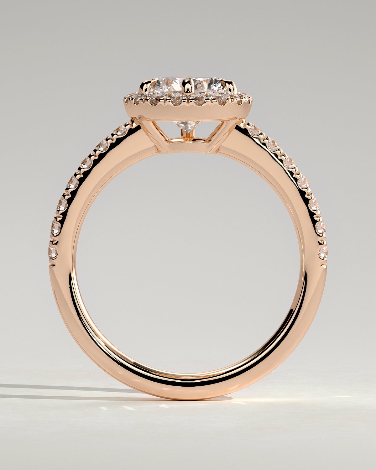 Kirsten  Pear Halo with Pave - 18k Rose Gold