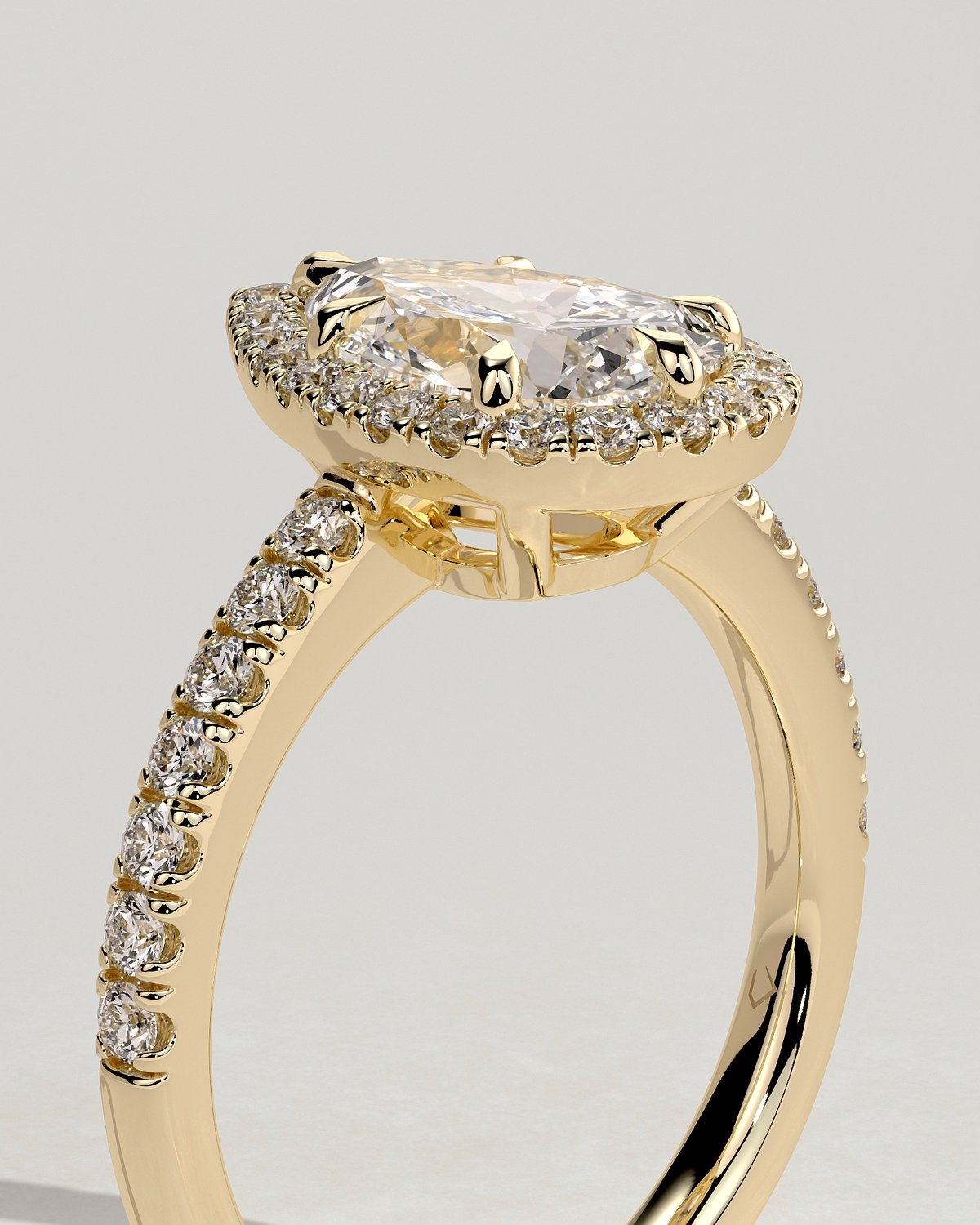 Kirsten  Pear Halo with Pave - 18k Yellow Gold