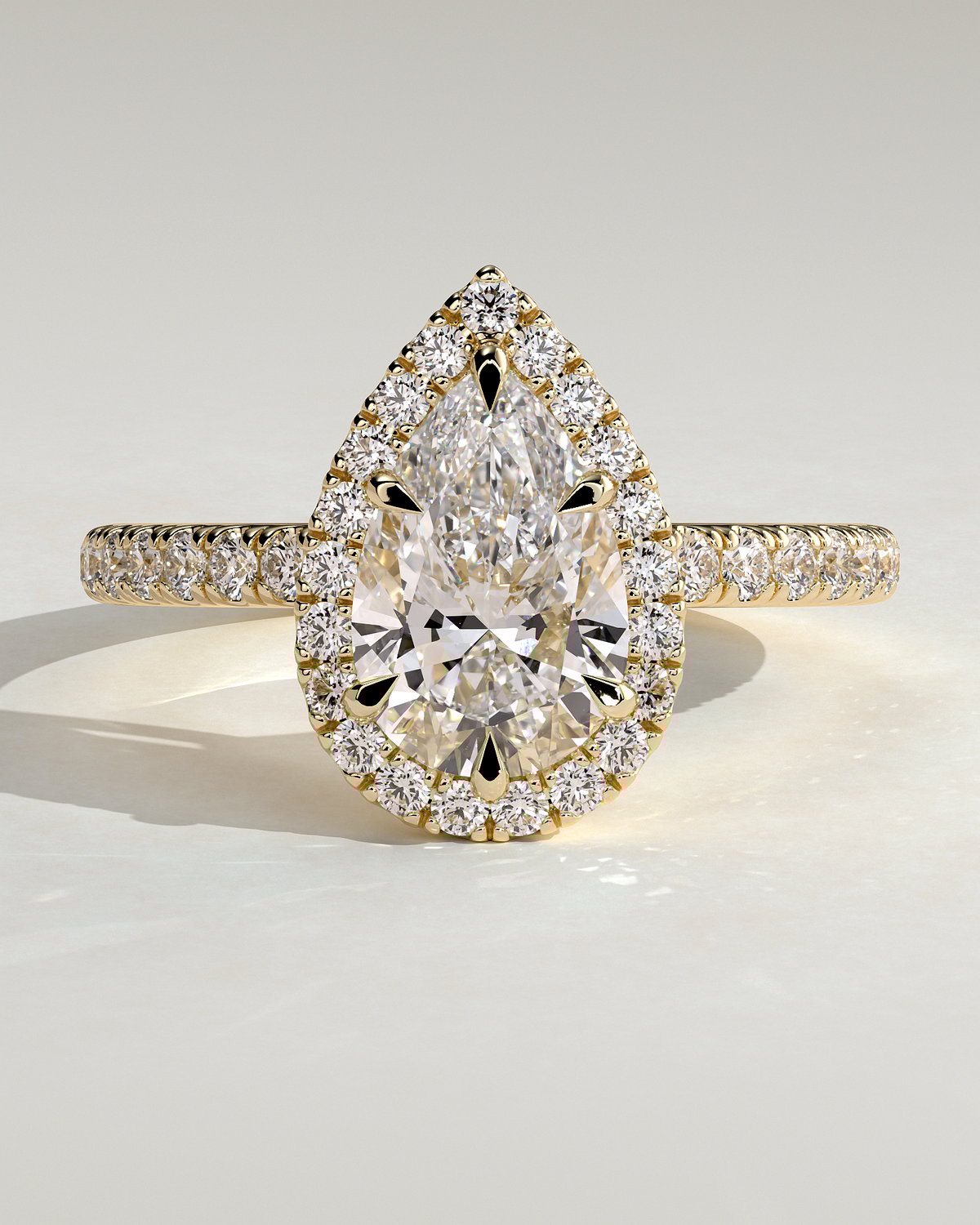 Kirsten  Pear Halo with Pave - 18k Yellow Gold