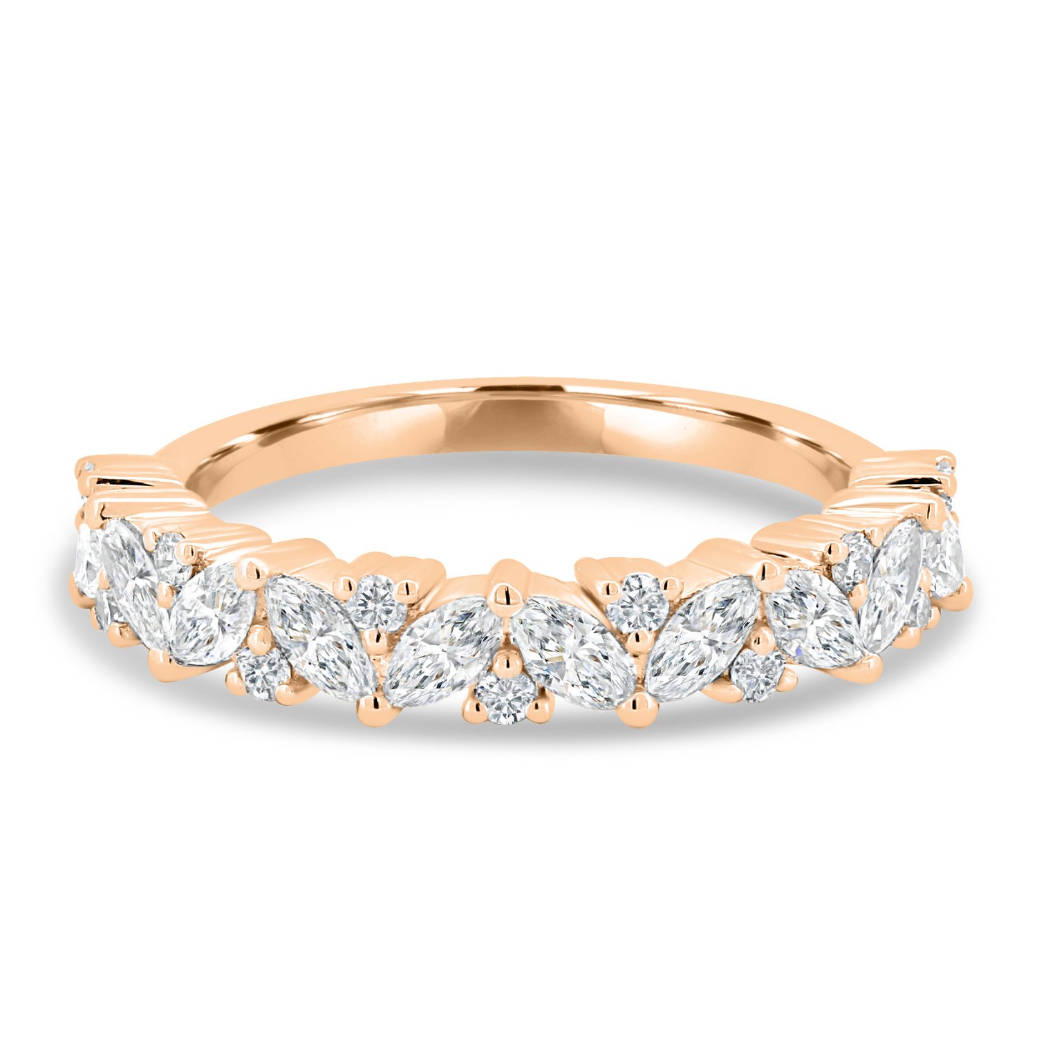 Lana - Round and Marquise Accent Wedding Ring - 18k Rose Gold