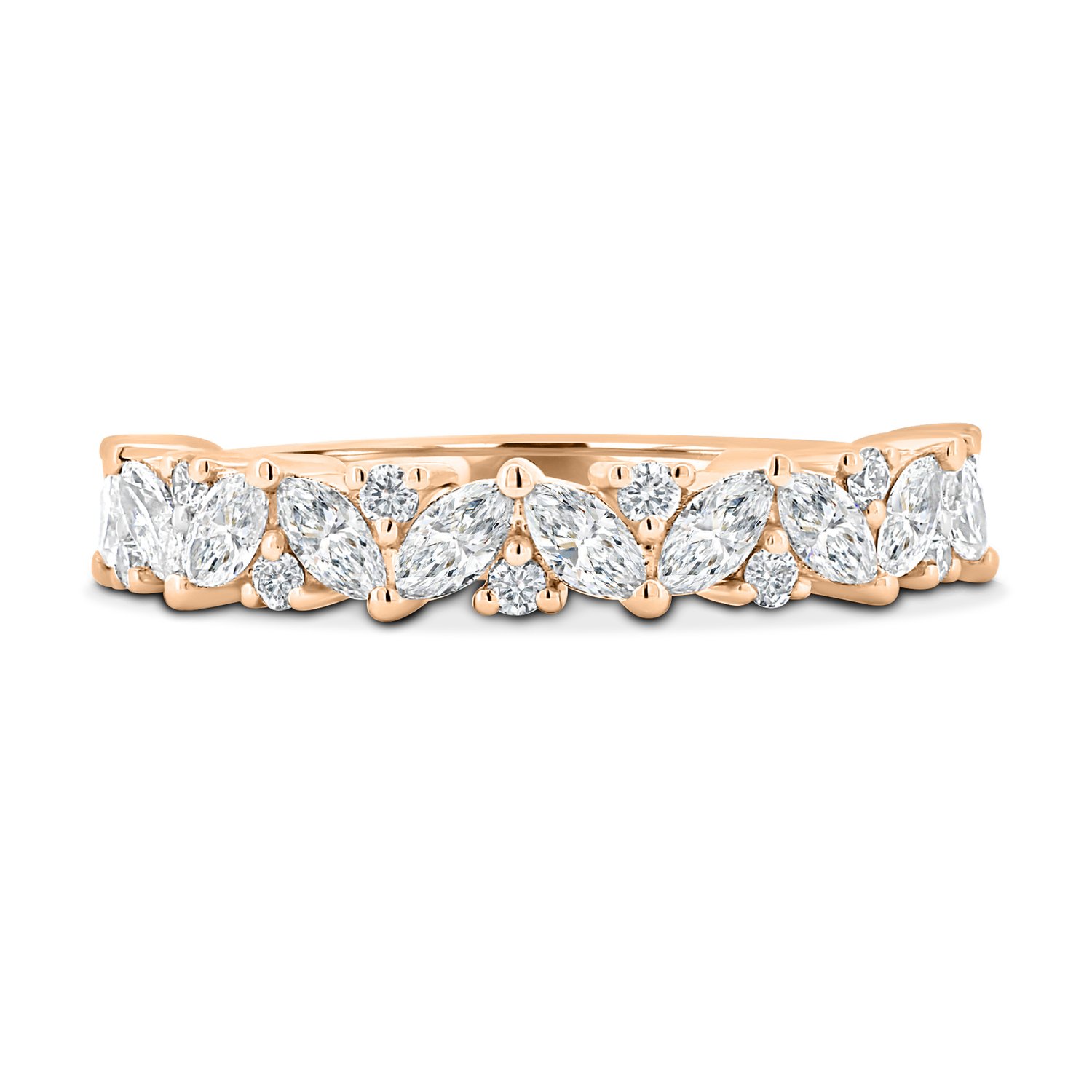 Lana - Round and Marquise Accent Wedding Ring - 18k Rose Gold