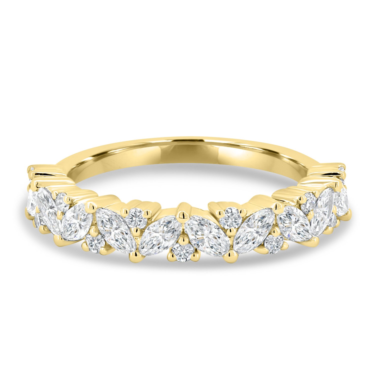 Lana - Round and Marquise Accent Wedding Ring - 18k Yellow Gold