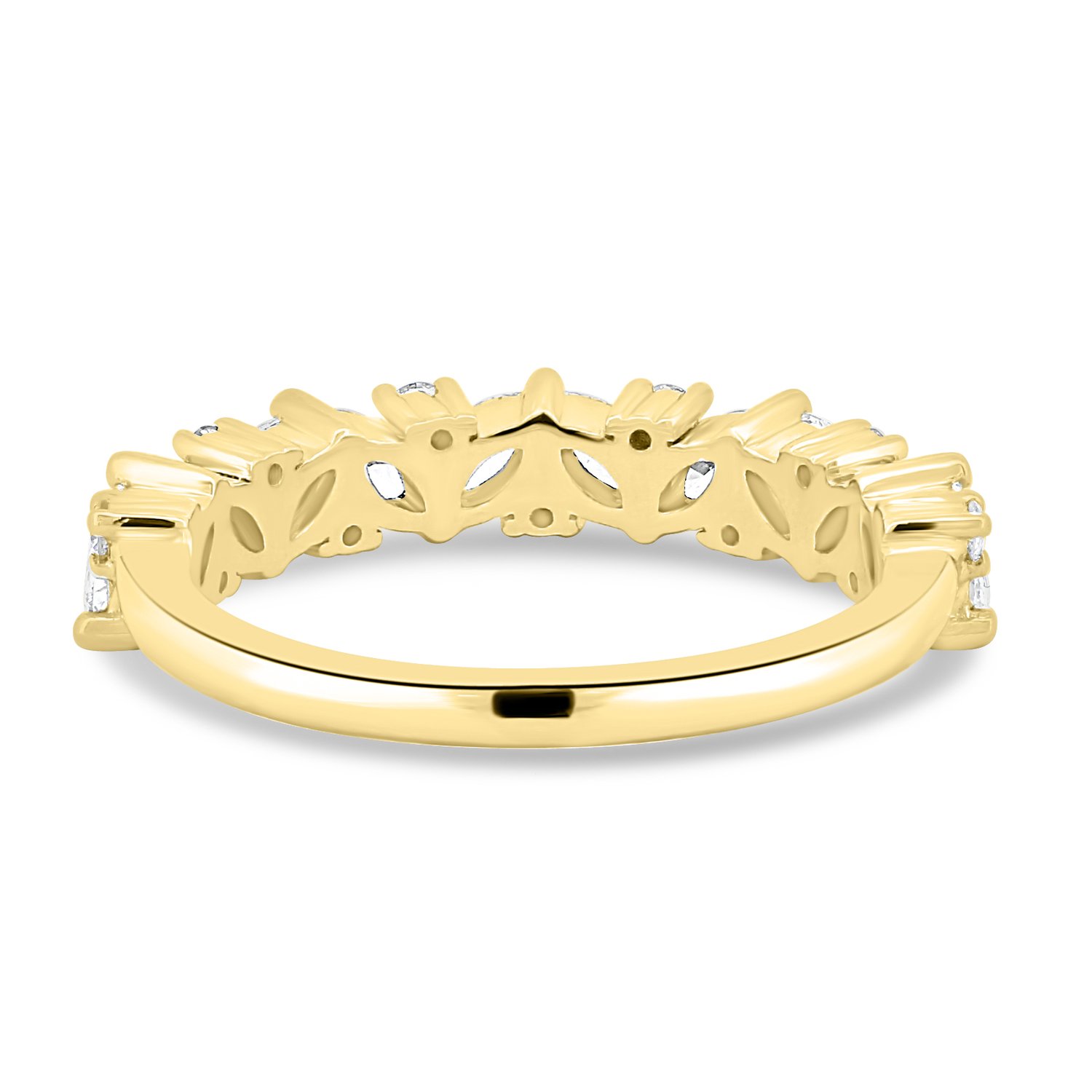Lana - Round and Marquise Accent Wedding Ring - 18k Yellow Gold