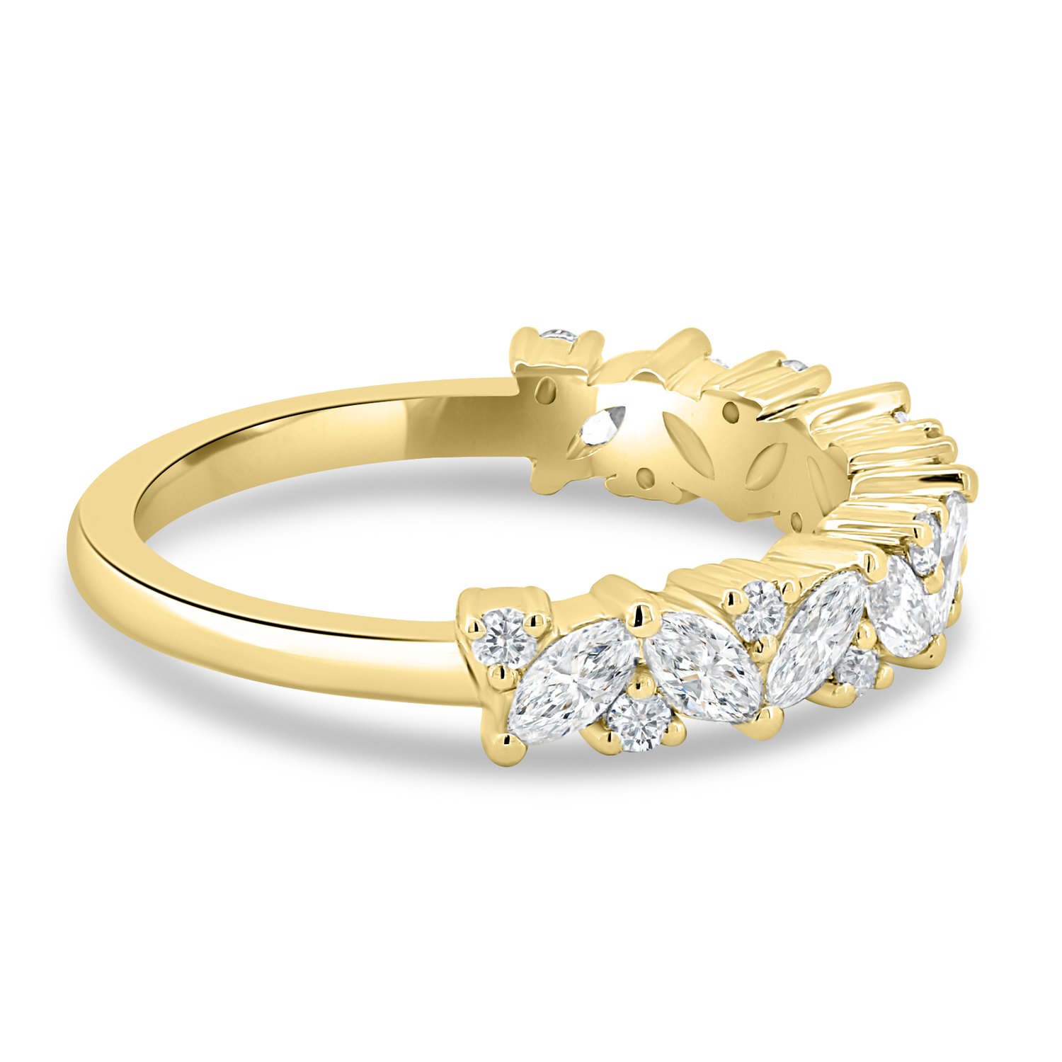 Lana - Round and Marquise Accent Wedding Ring - 18k Yellow Gold