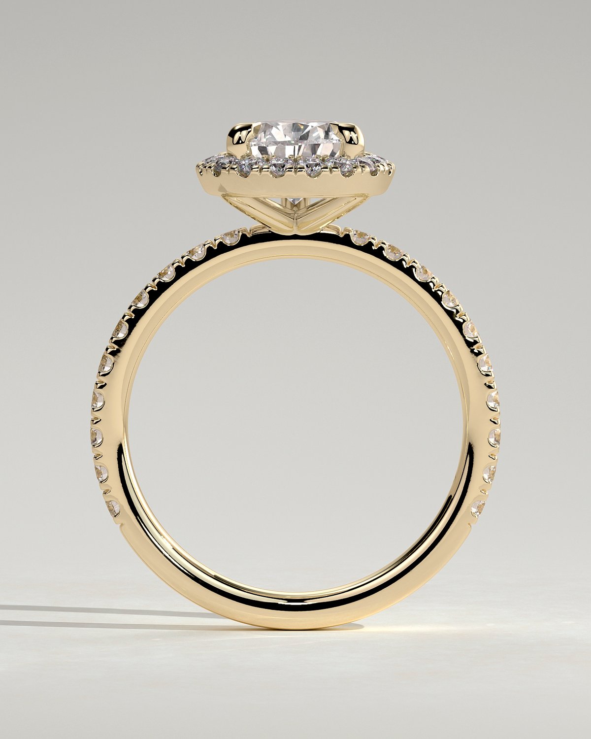 Lauren - Pear Halo with Pav Set - 18k Yellow Gold
