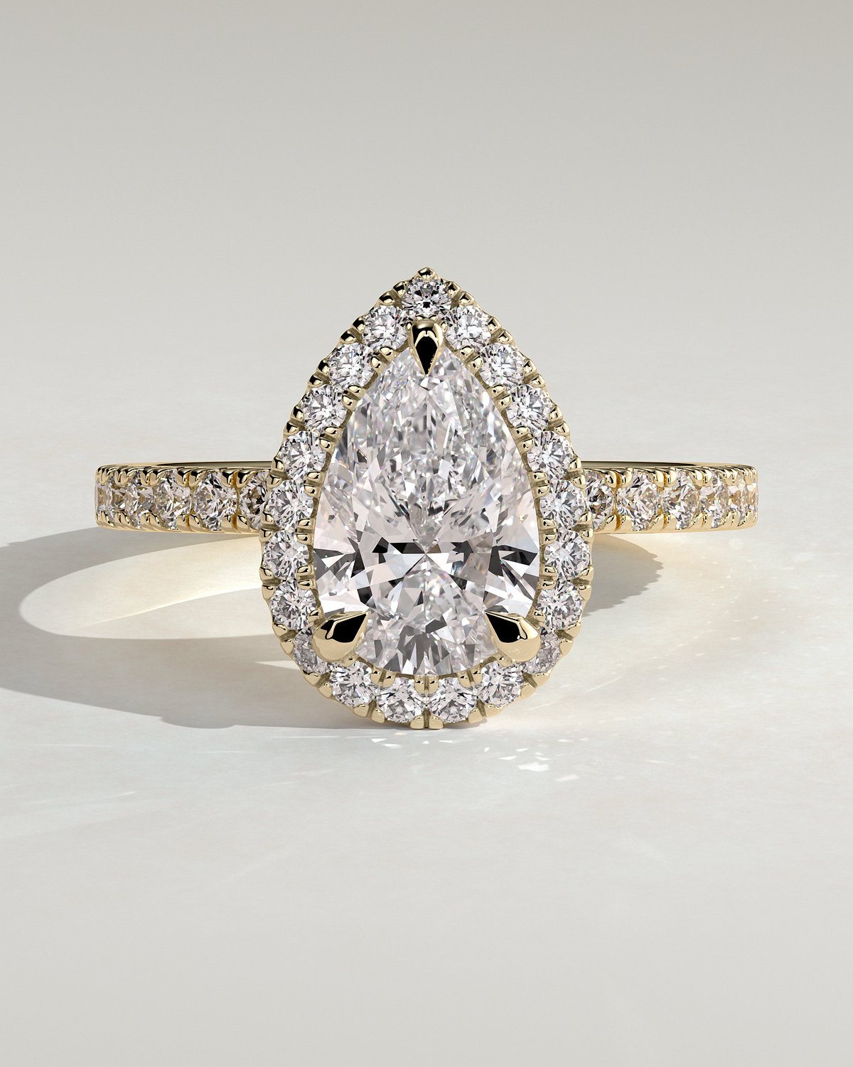 Lauren - Pear Halo with Pav Set - 18k Yellow Gold