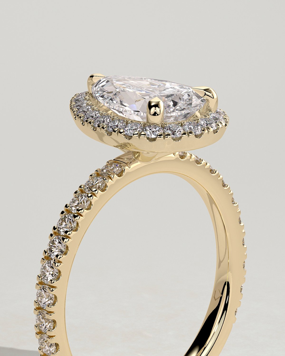 Lauren - Pear Halo with Pav Set - 18k Yellow Gold