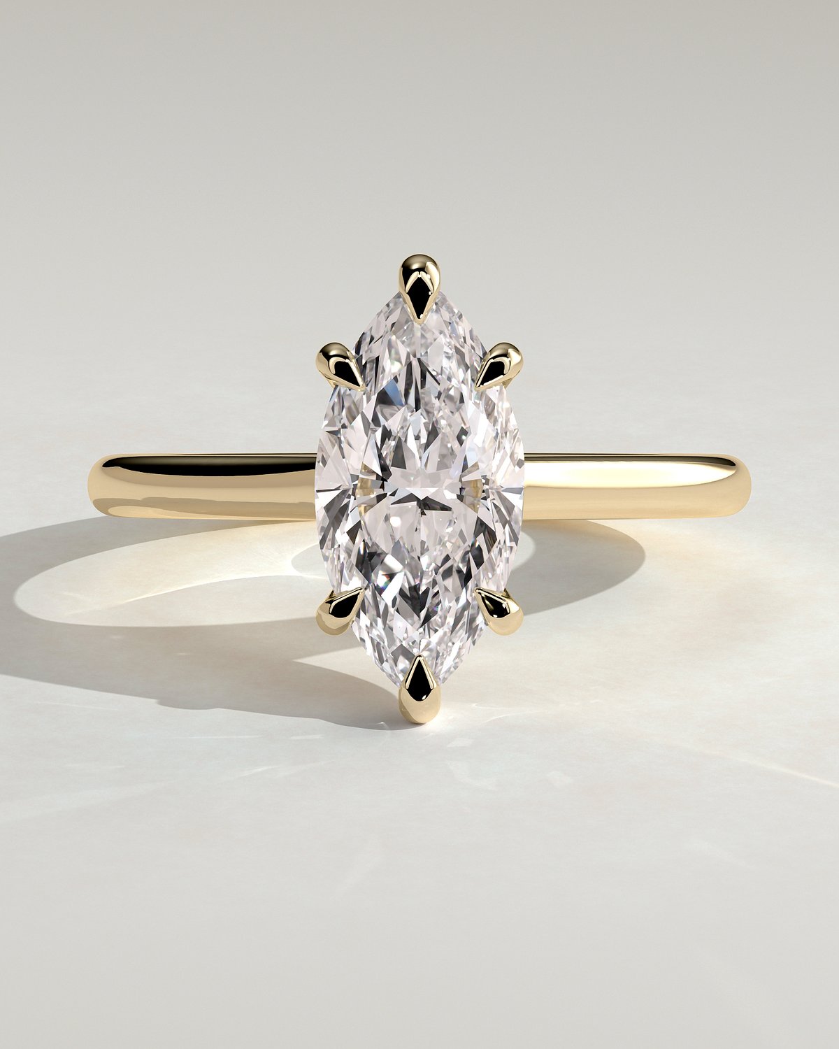 Leila - 6 Claw Marquise Solitaire - 18k Yellow Gold