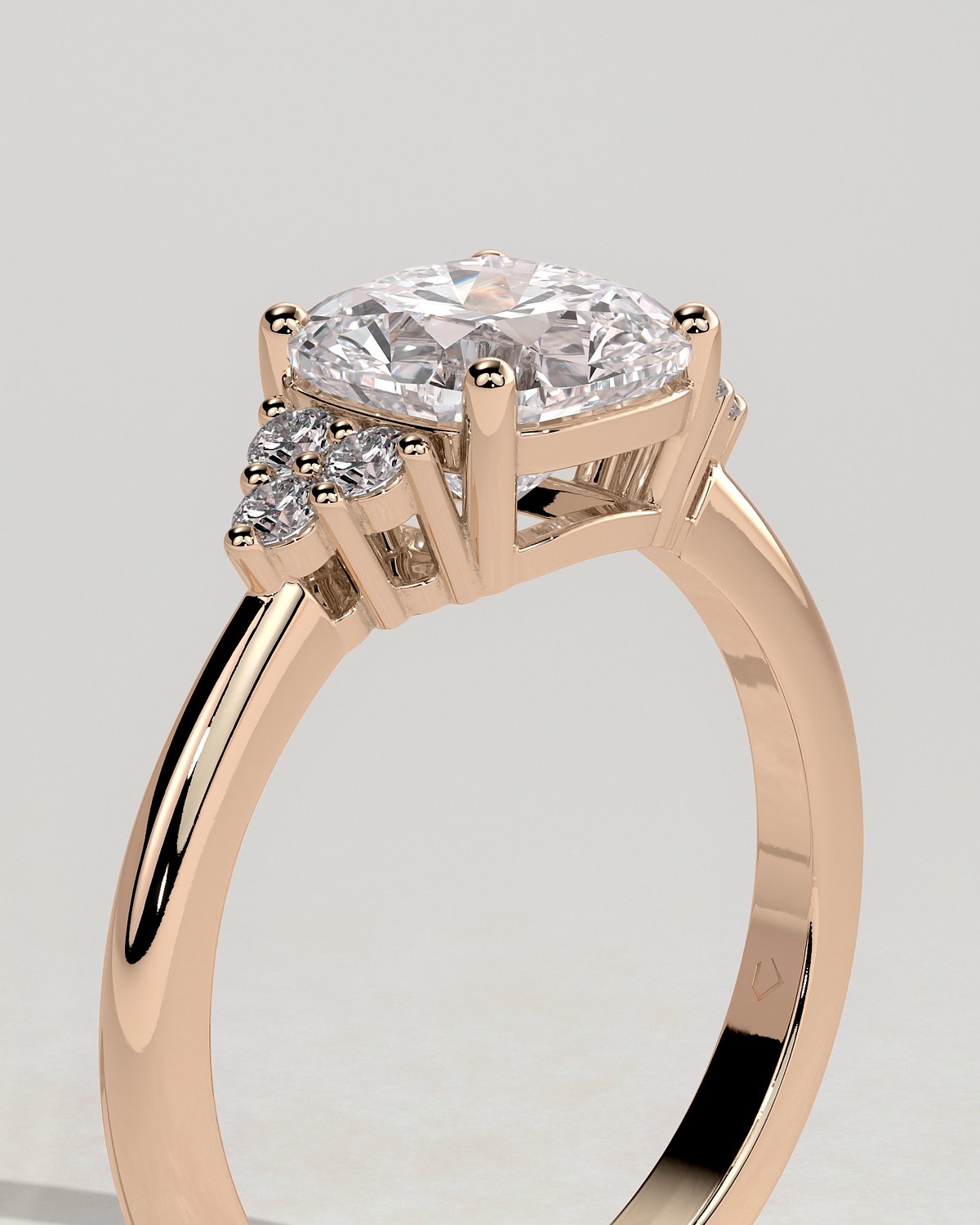 Lena - Cushion with Round Accent Stones - 18k Rose Gold