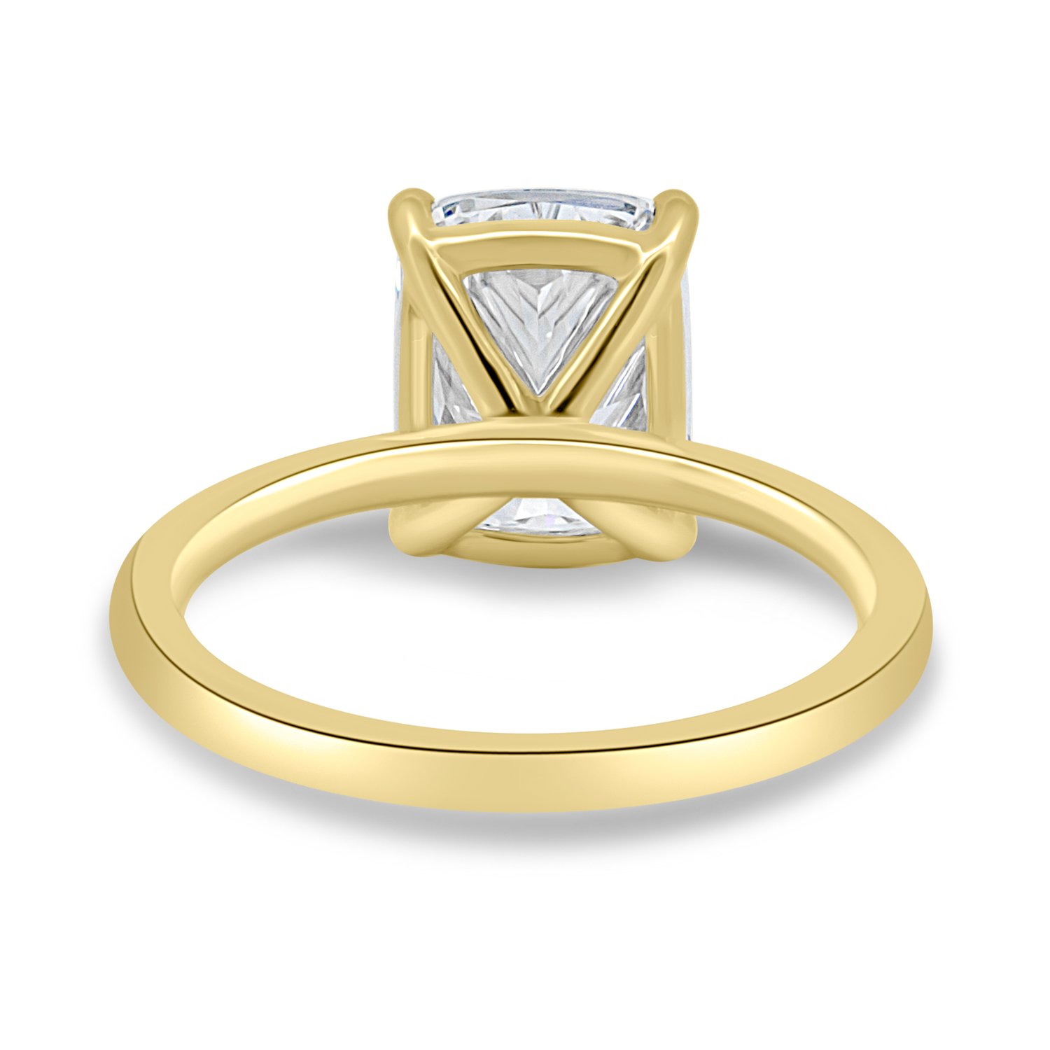 Leonora - Elongated Cushion Solitaire - 18k Yellow Gold High Setting