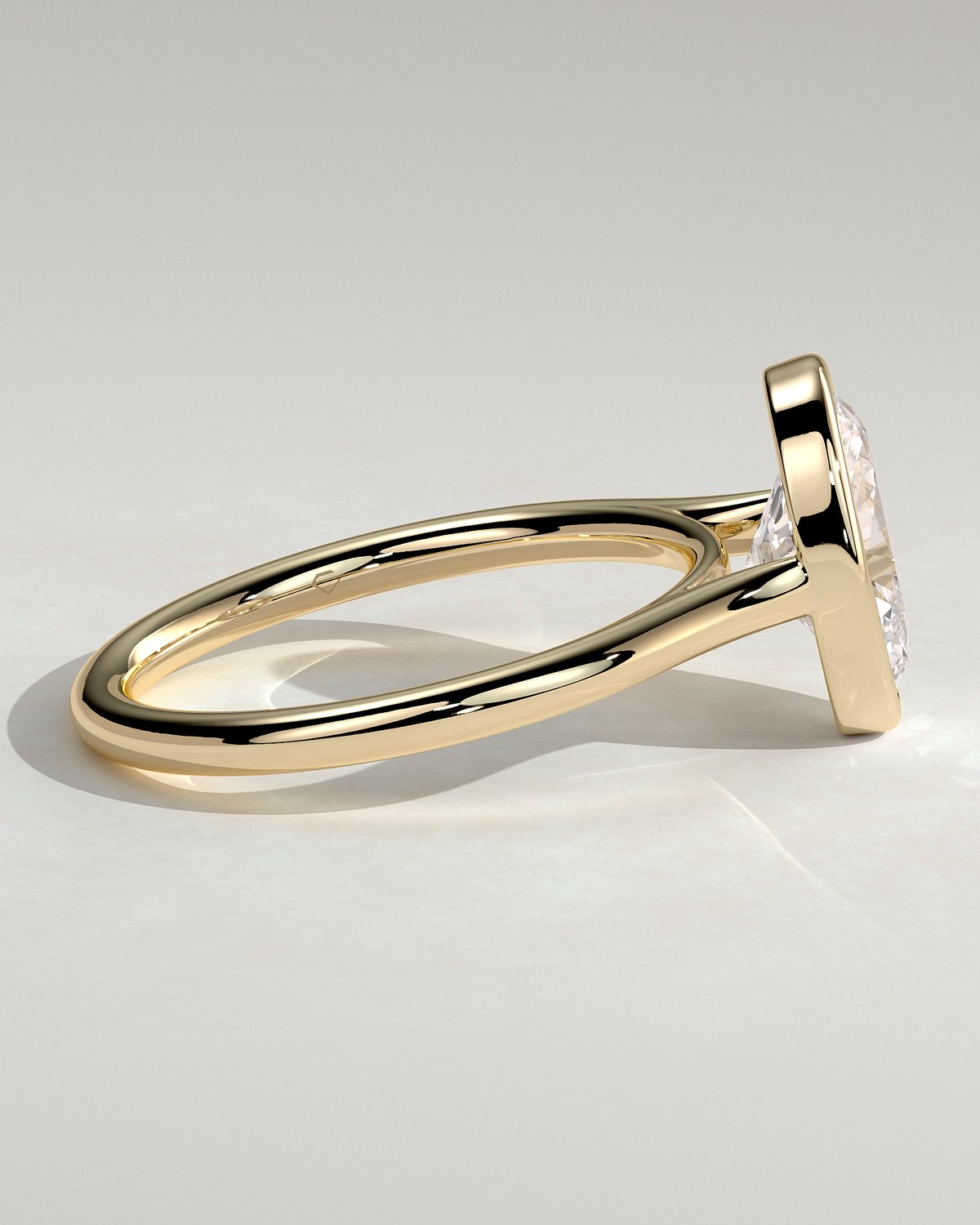 Lexie - Bezel Set Oval with Cathedral Setting - 18k Yellow Gold
