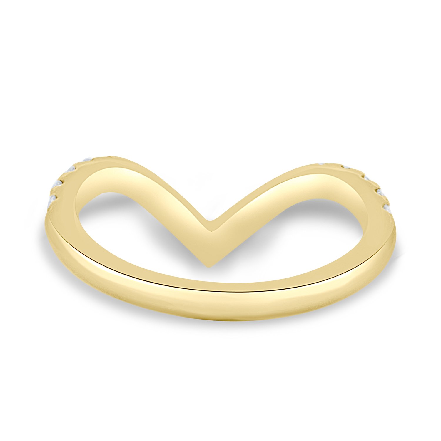 Liana - Deep V Pav Ring - 18k Yellow Gold
