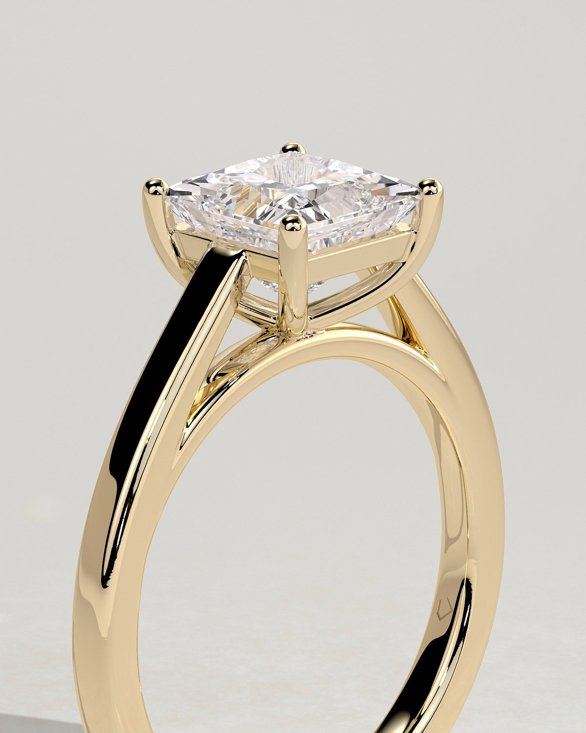 Lilith - 4 Claw Princess Solitaire - 18k Yellow Gold