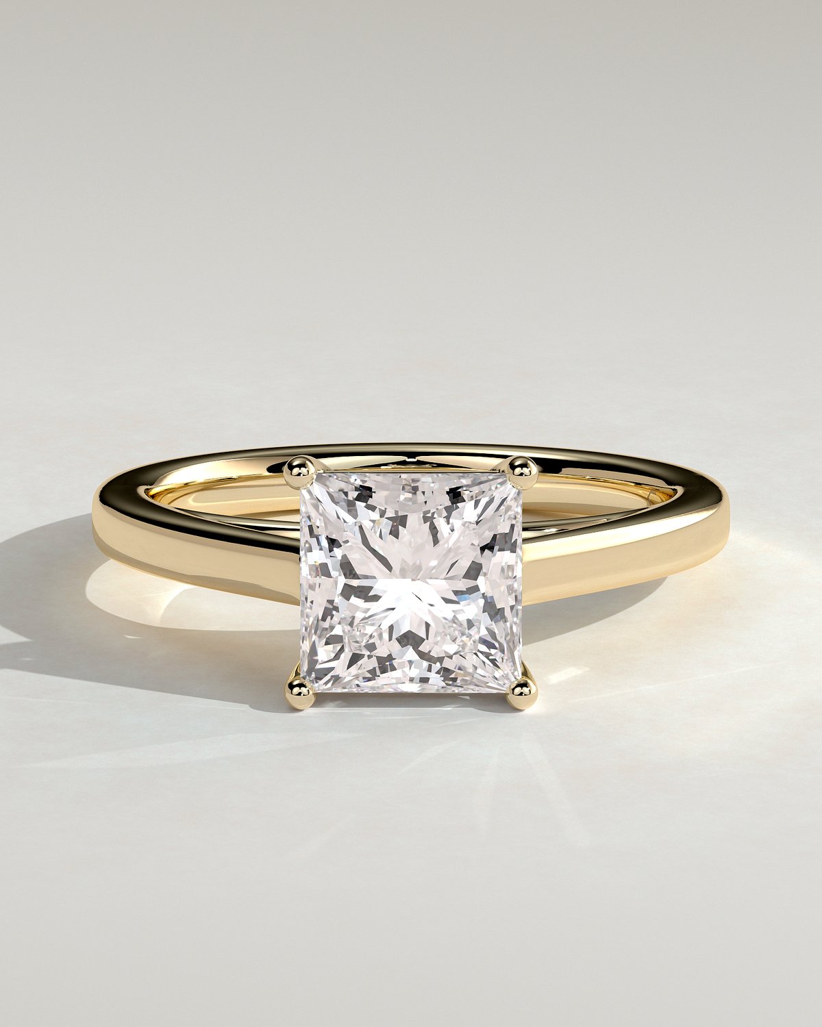Lilith - 4 Claw Princess Solitaire - 18k Yellow Gold