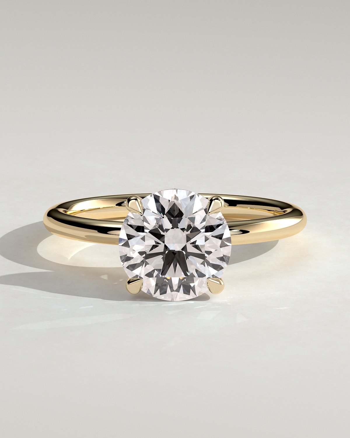 Lilly  4 Claw Round Solitaire - 18k Yellow Gold