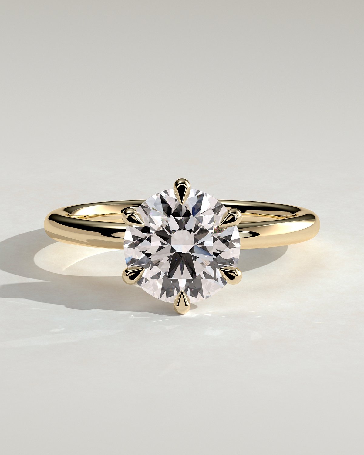 Louise  6 Claw Round Solitaire - 18k Yellow Gold