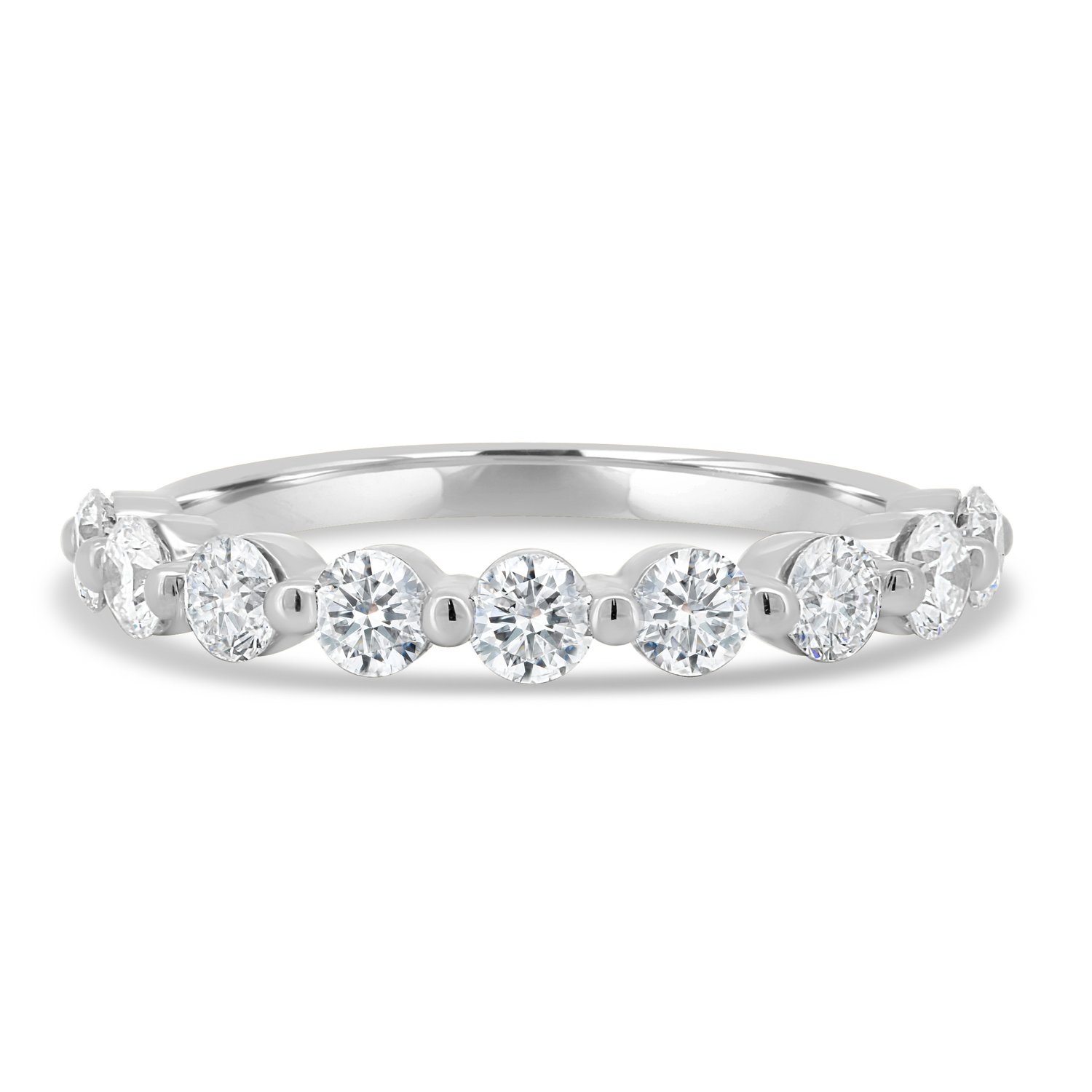 Lucy - Shared Prong Wedding Ring - 18k White Gold