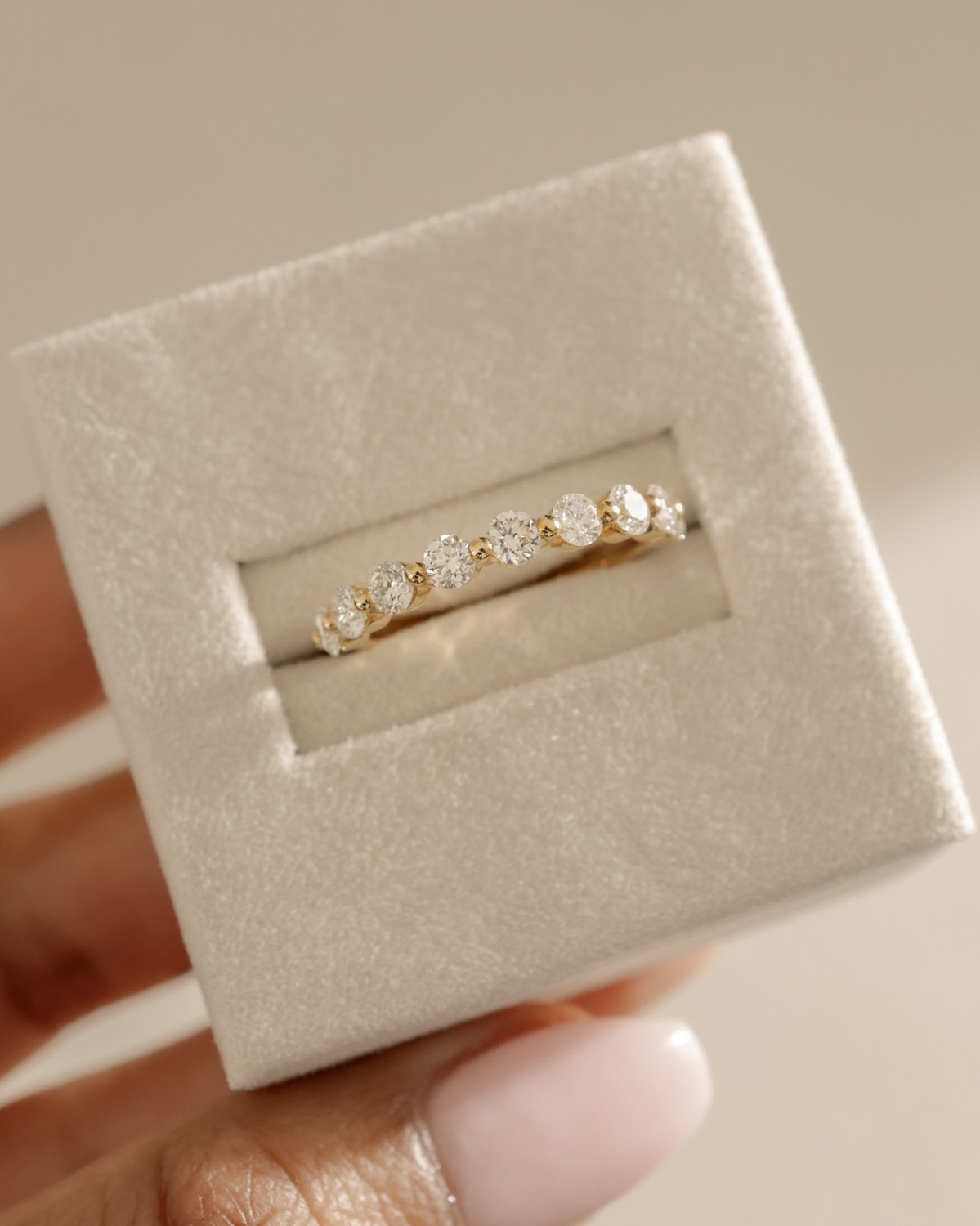 Lucy - Shared Prong Wedding Ring Lifestyle Image