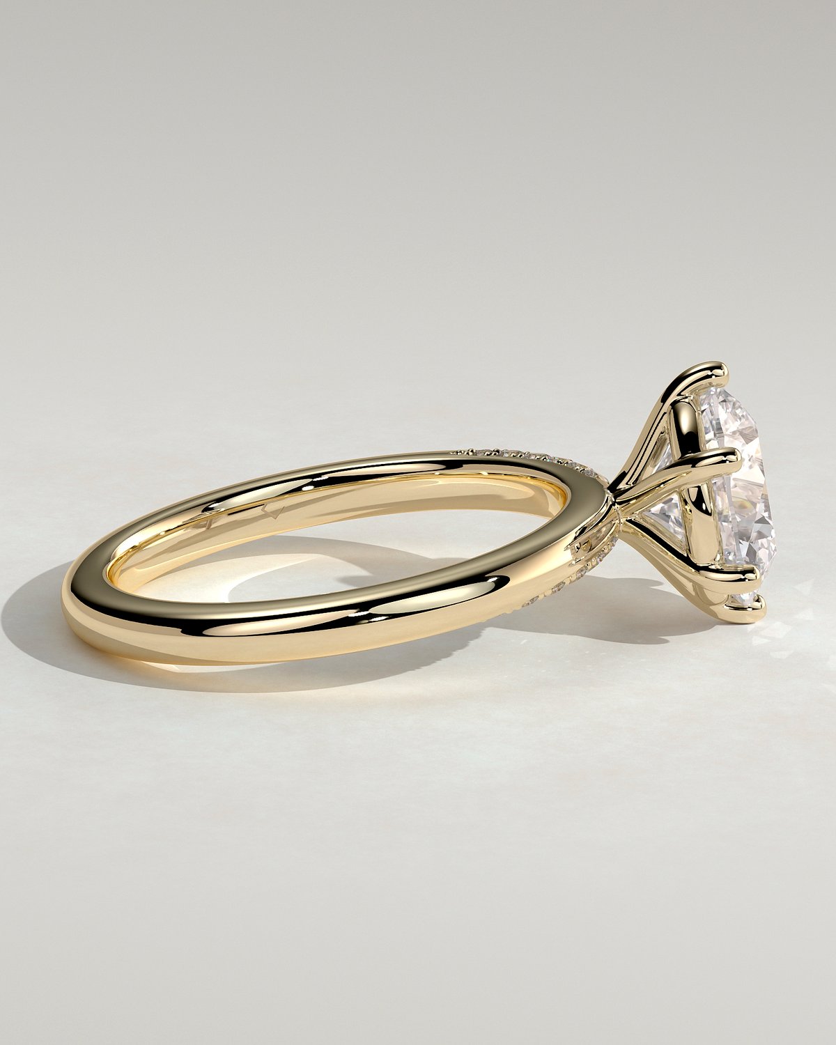 Mahlia - Round Solitaire with Sweeping Micro Pav - 18k Yellow Gold