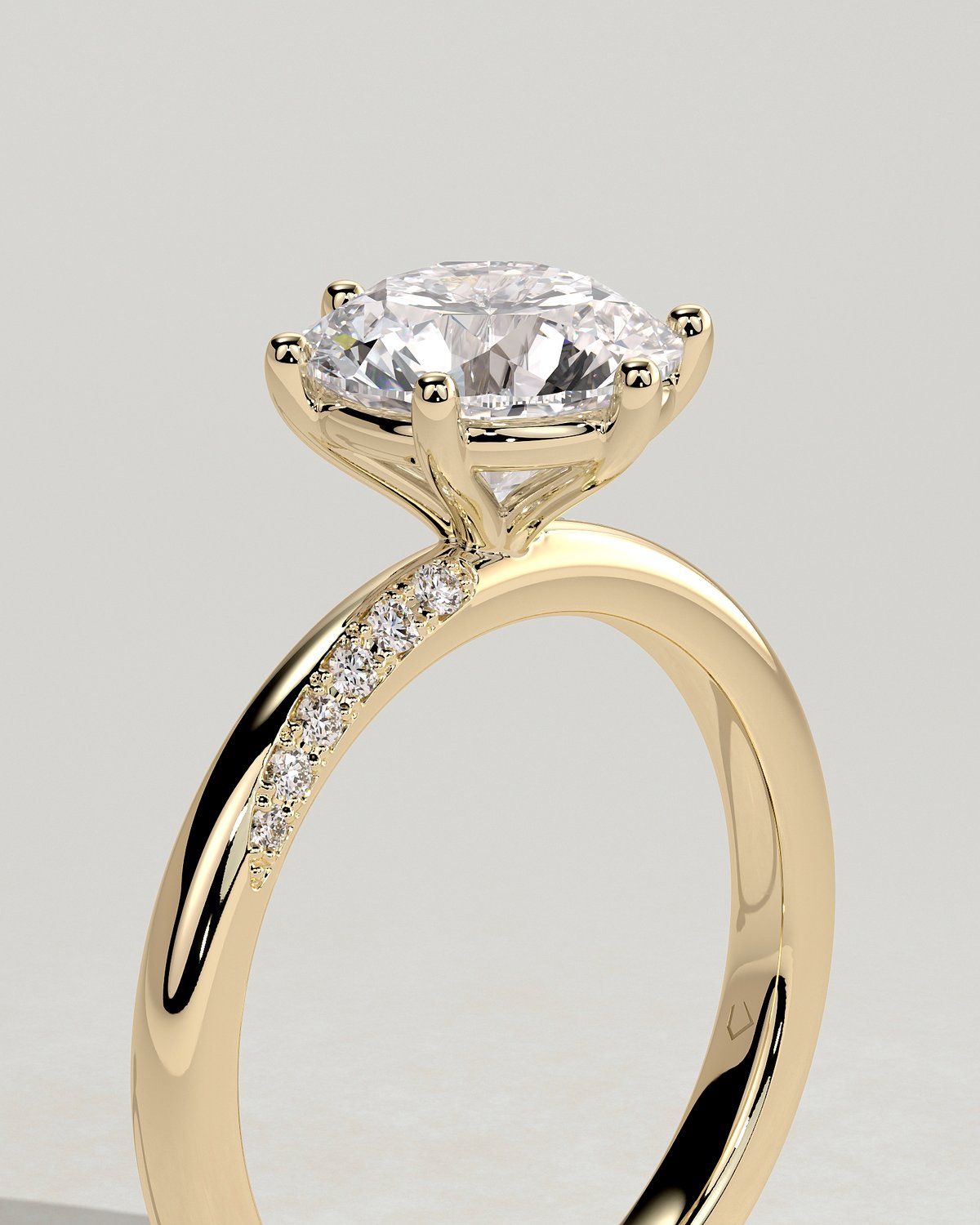 Mahlia - Round Solitaire with Sweeping Micro Pav - 18k Yellow Gold