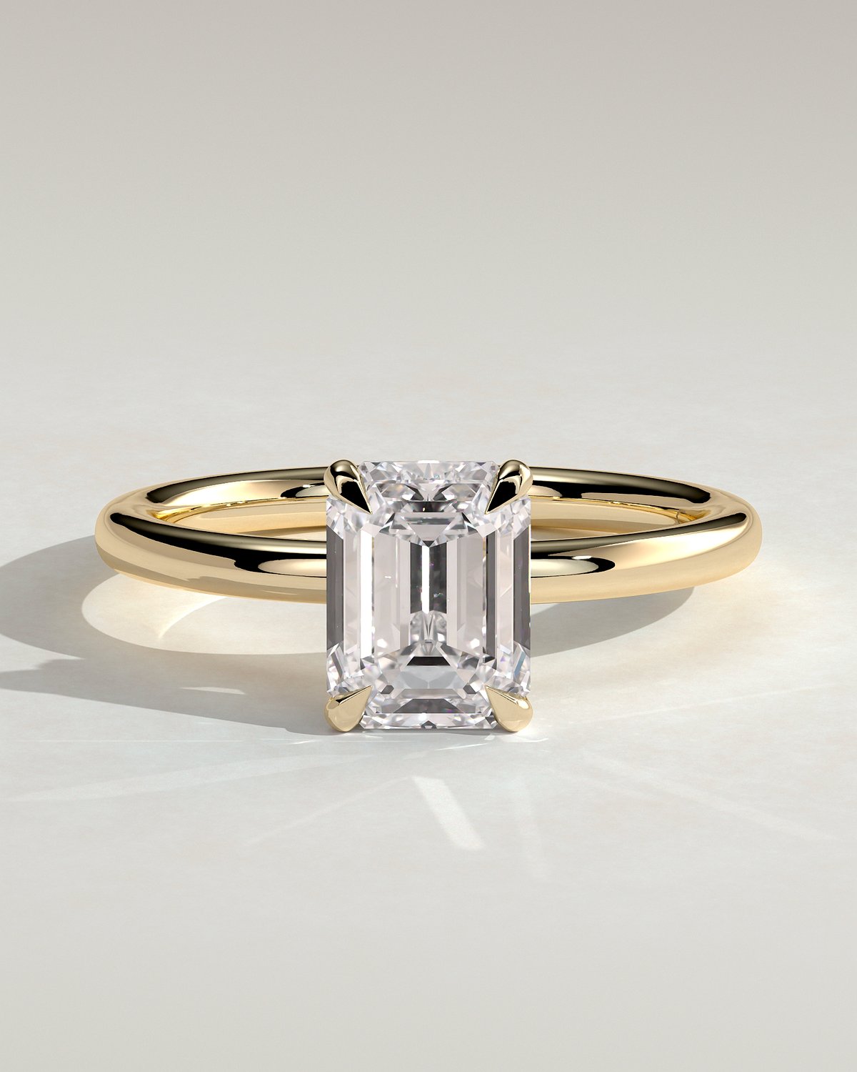 Miller - Emerald Solitaire with Hidden Halo - 18k Yellow Gold