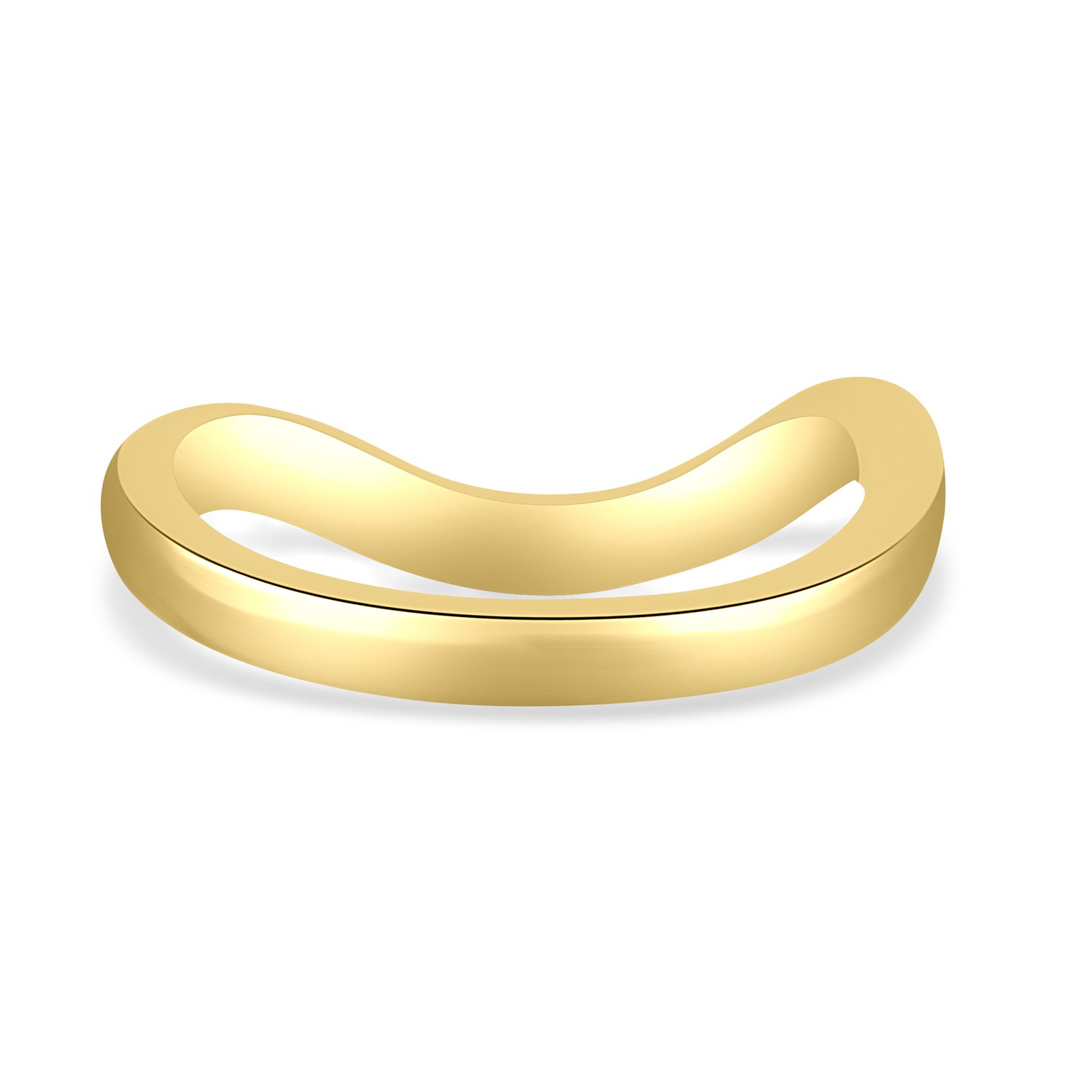 Moana - Bead Set Pav Curved Wedding Band - 18k Yellow Gold