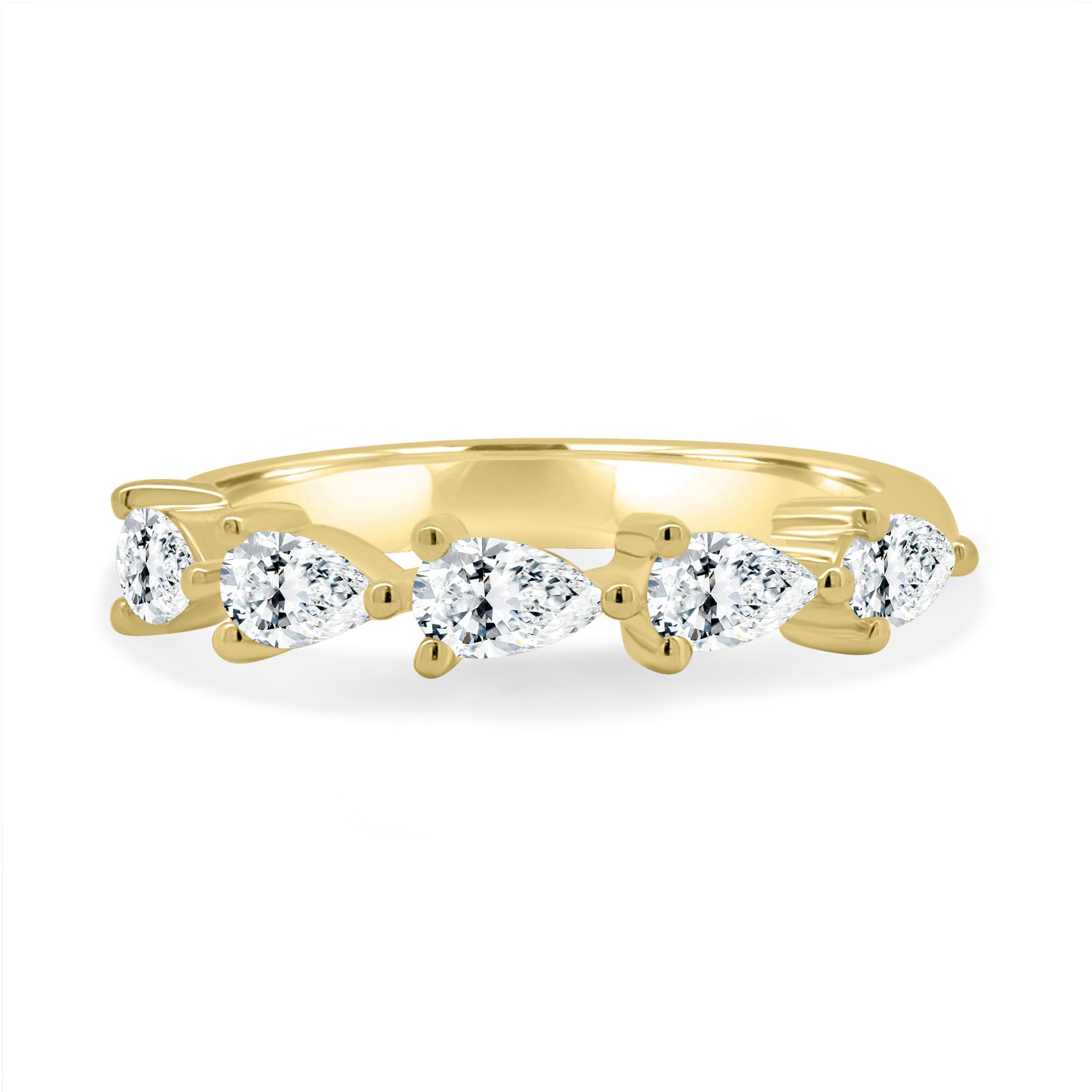 Narissa - 5 Stone East West Pear Wedding Band - 18k Yellow Gold